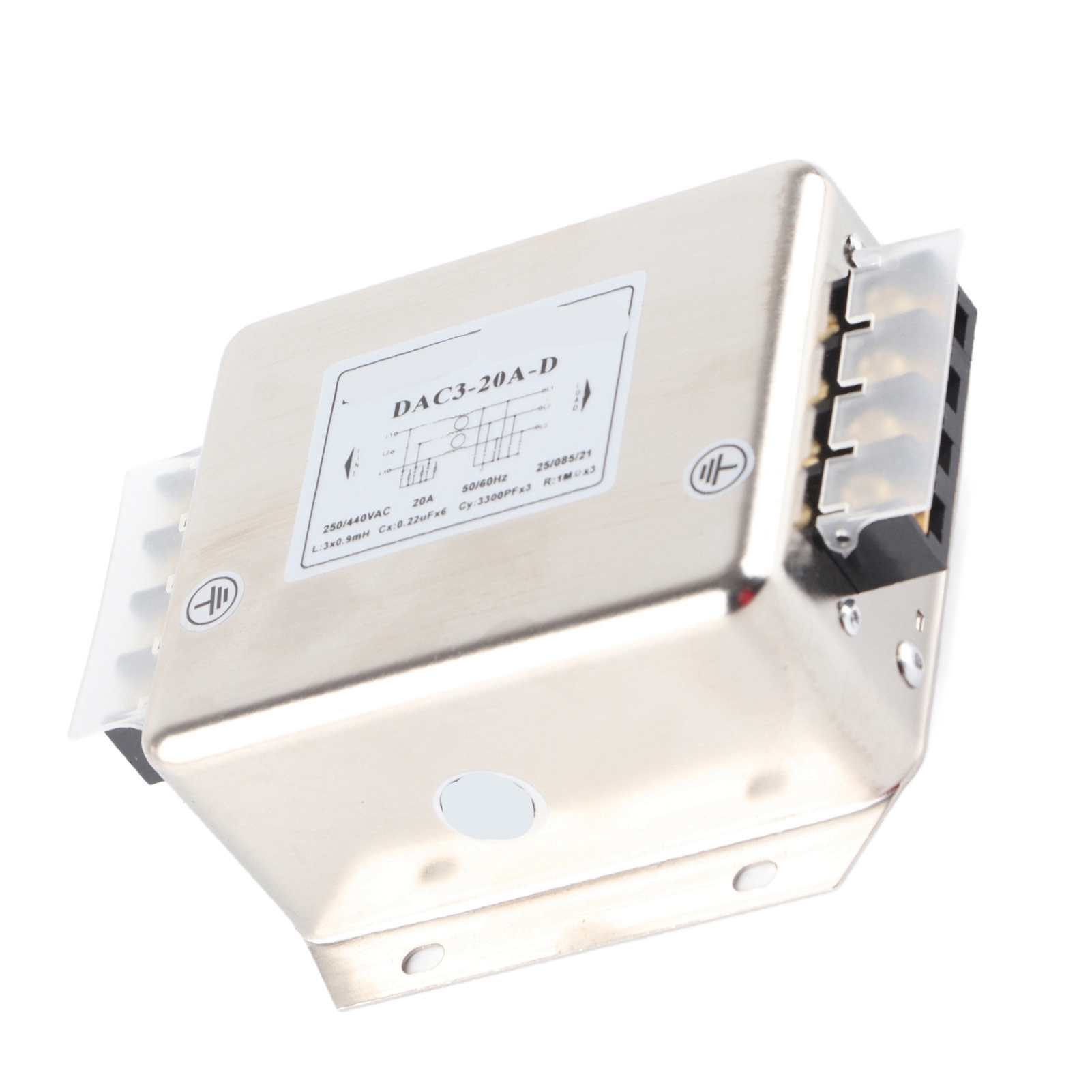 Dreiphasen-klemmenfilter Mit 3-leiter, Elektronische Leitungskomponenten, Ac250/440v 50/60hz, 20a, Für Elektrische Installationen.