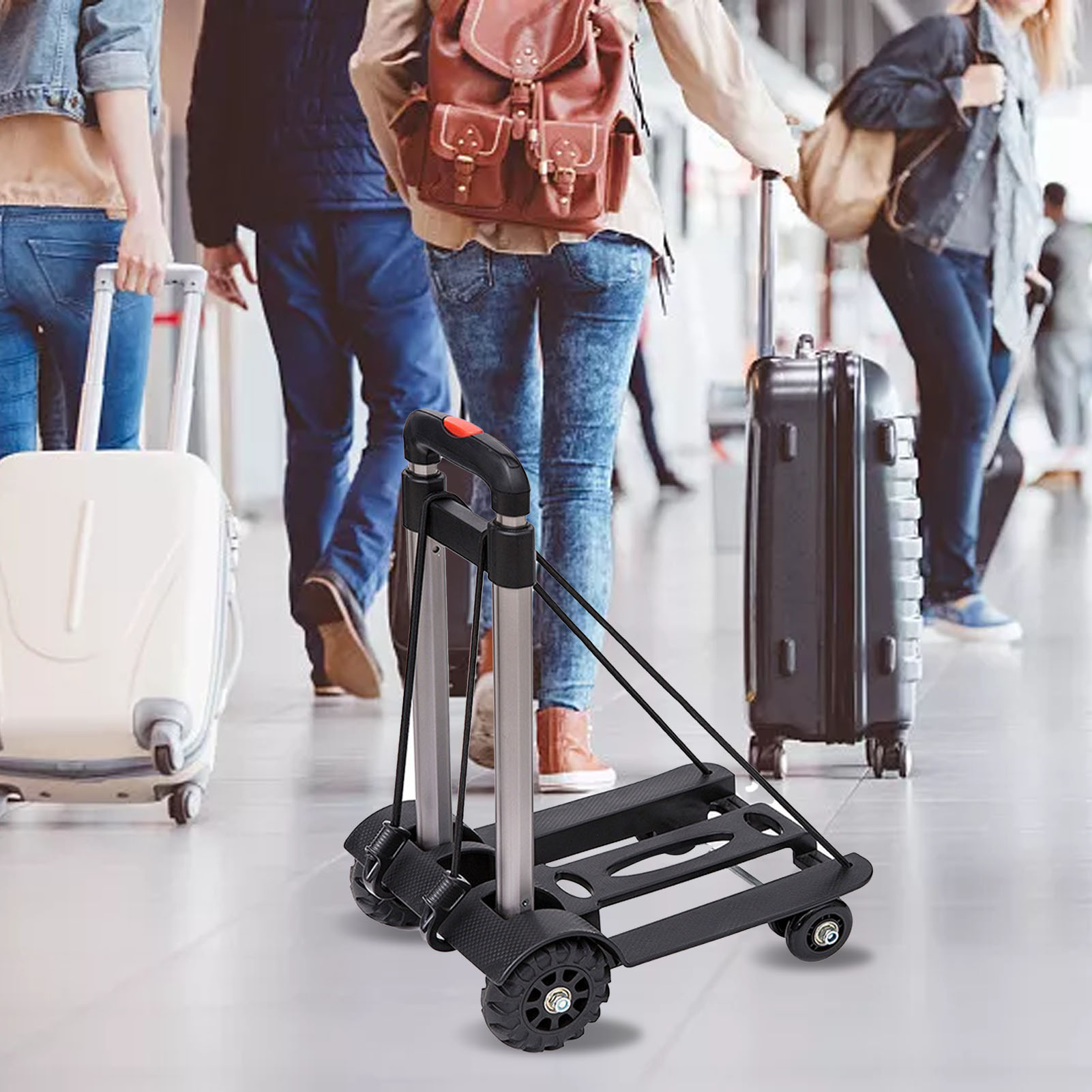 Zusammenklappbarer 4-rad-aluminium-trolley, Faltbarer Handwagen Zum Einkaufen Und Gepäcktransport, Kompakter Einkaufswagen
