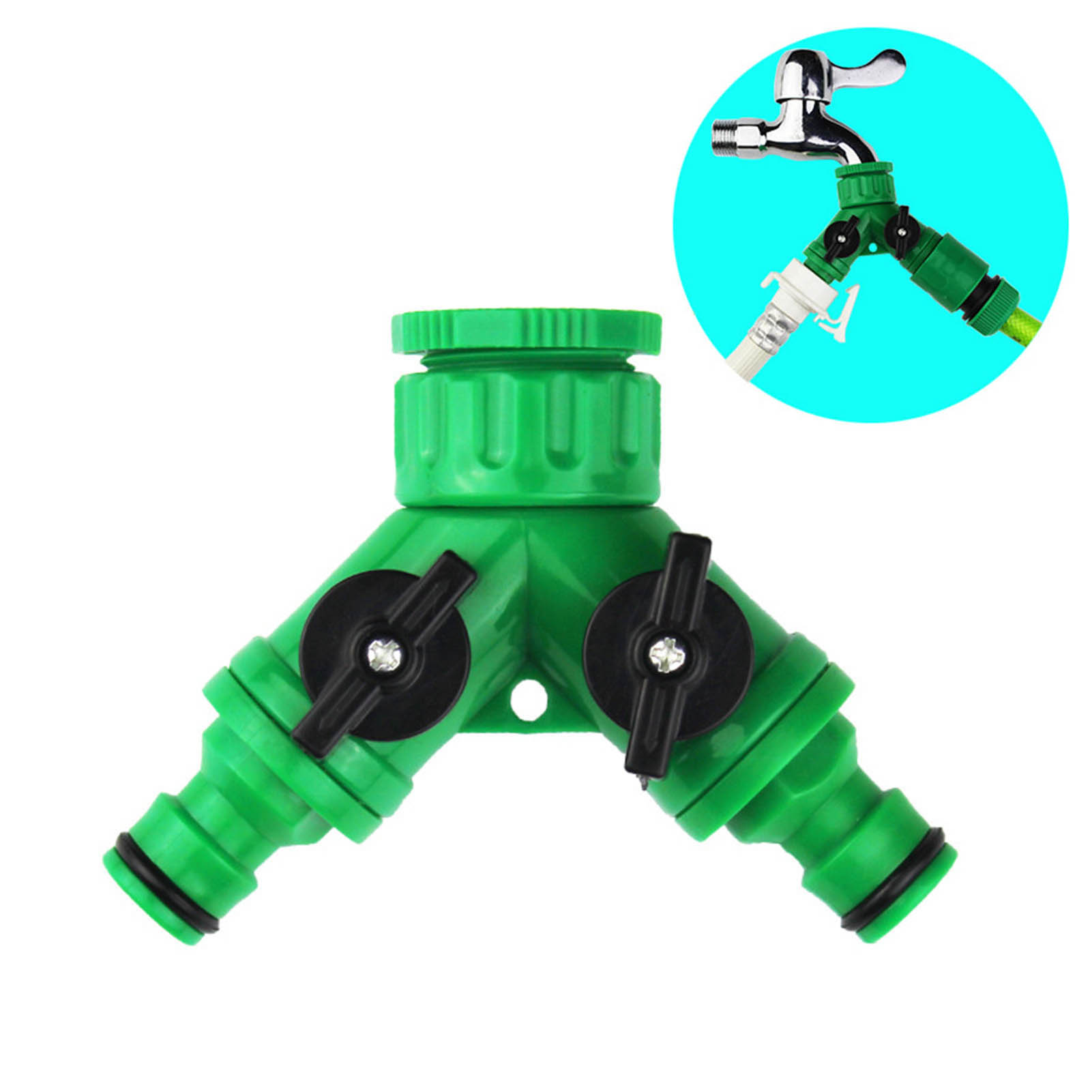 3-wege-wasserhahnanschluss 1 Zulauf 2 Abläufe Für Waschmaschine Und Gartenbewässerung, Dn15 Dn20 Kunststoffadapter, Doppelwasseranschluss-set.