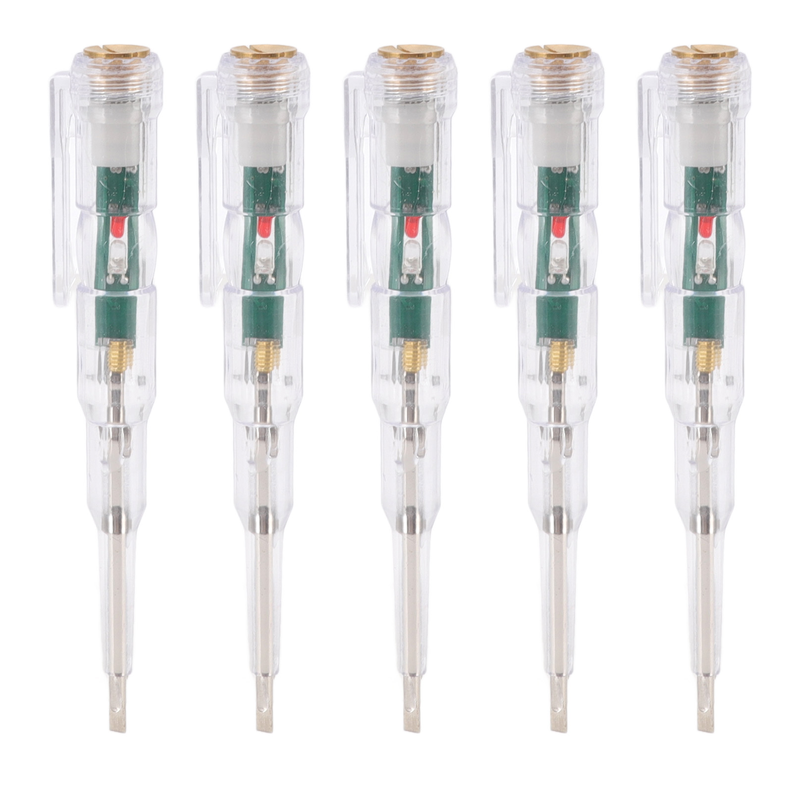 5-teiliges Elektrisches Prüfgerät-set Mit Stift, Induktivem Spannungsprüfer-schraubendreher, Transparentem Gehäuse, Multifunktionaler, Heller Led-leuchte Und Diagnosewerkzeug.