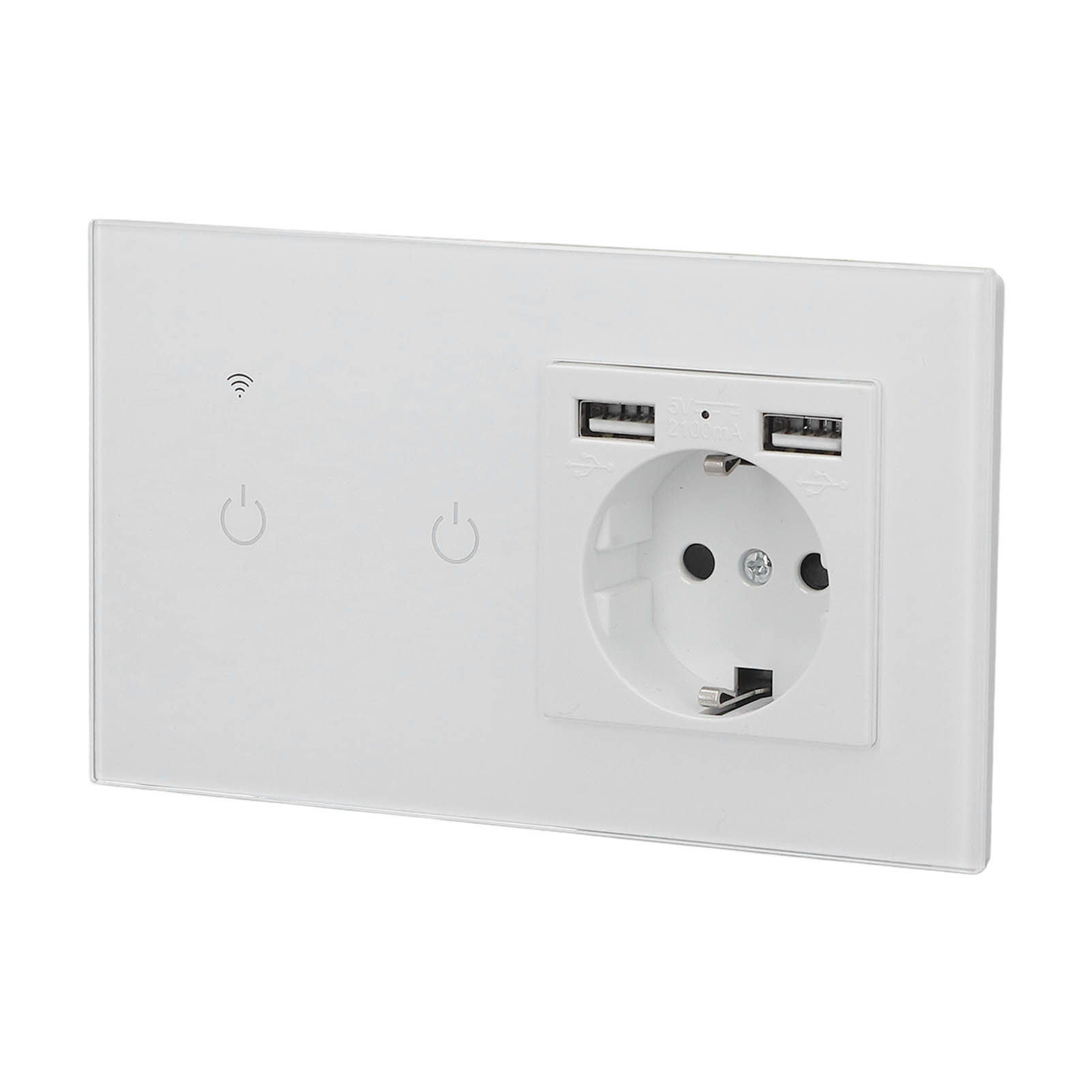 Wlan-unterputzsteckdose Mit Intelligentem Schalter, Zwei Usb-anschlüssen, App-steuerung, Sprach- Und Touch-steuerung, Eu-standard, Ac 100–240 V