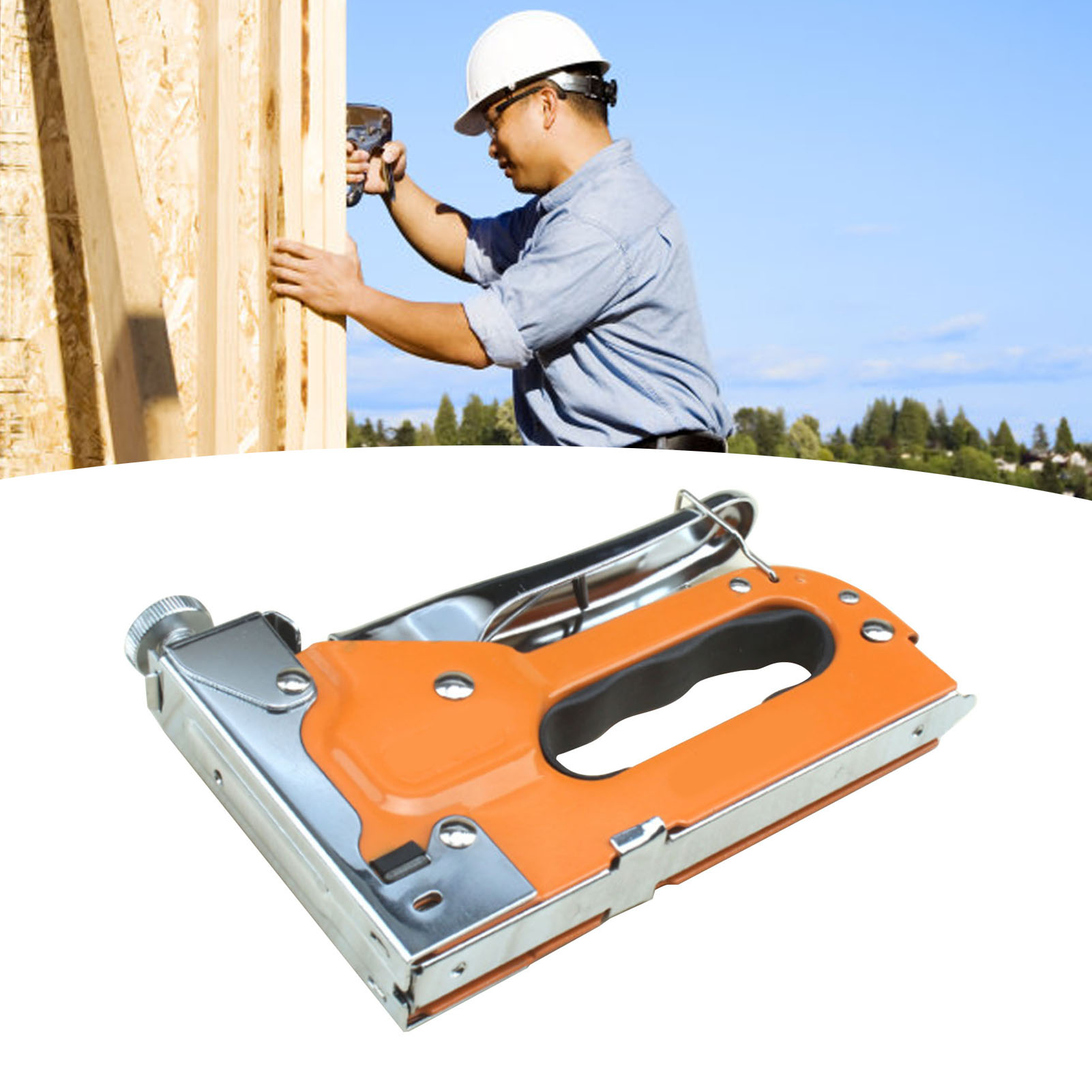 Kraftsparender Handtacker, Einstellbare Kraft, Heimwerker-holznagler, Packung Mit 600 Klammern