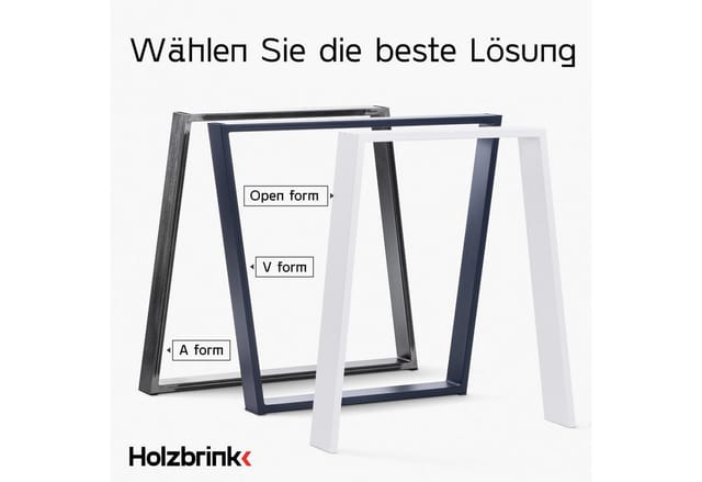 Tischbeine Trapez für Couchtisch / Sitzbank, 30/40x43cm, Schwarz, 1 Stück, HLT-20-C-BB-9005 - Holzbrink