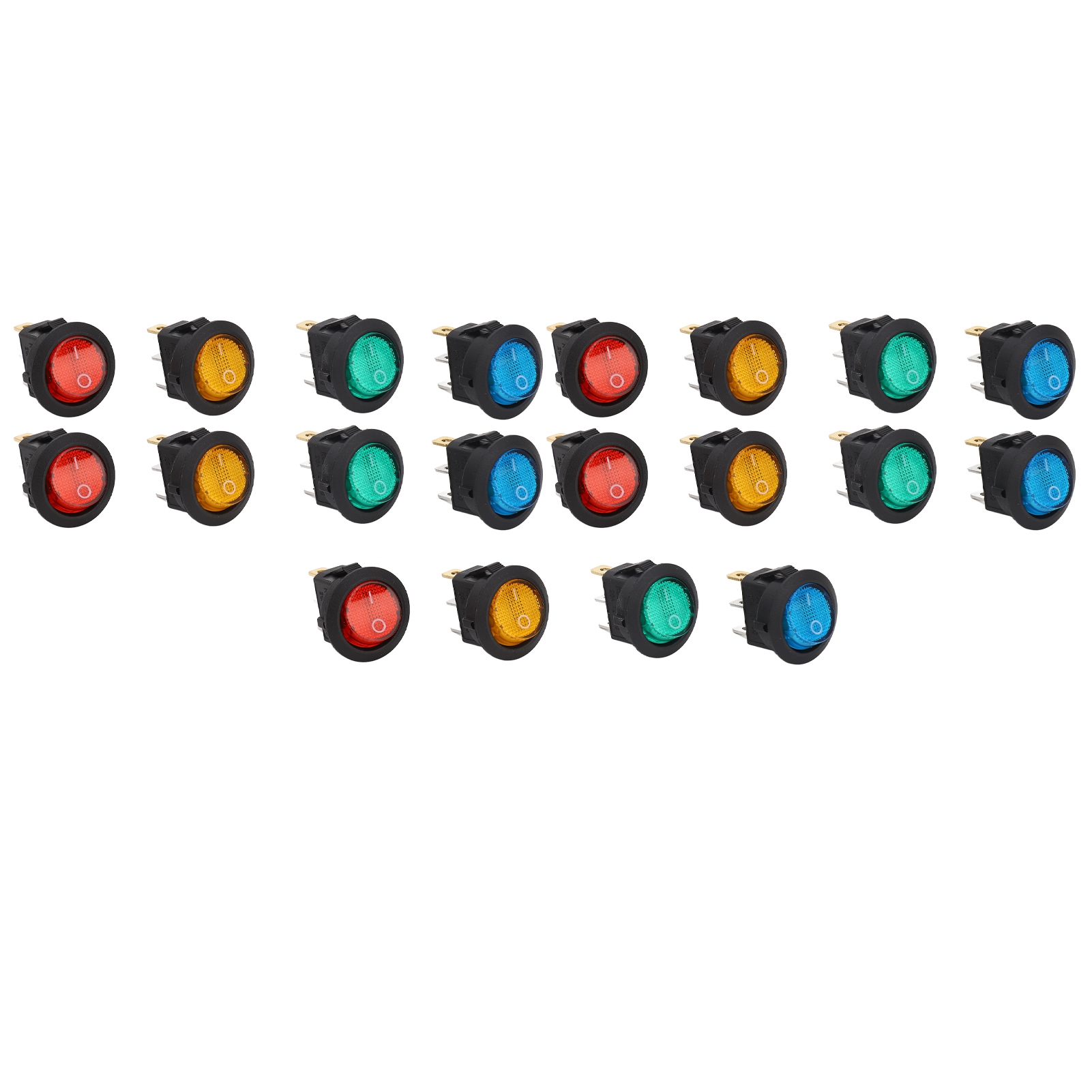 20 Stück Runde Led-wippschalter, 3-polig, 2 Positionen, 20 Mm, Für Auto Und Boot, Ein/aus, 12 V