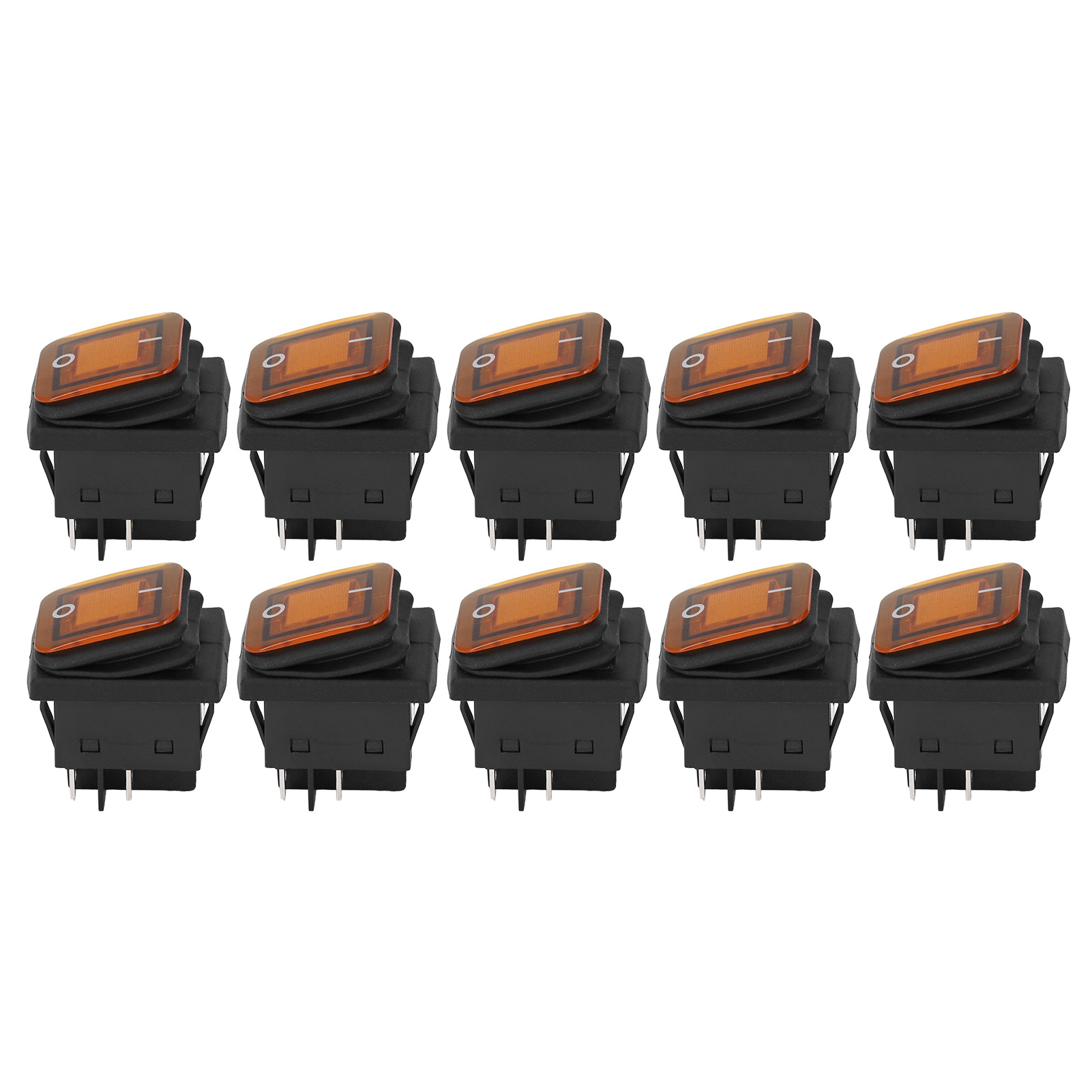 10 Boots-wippschalter, 2 Positionen, Ein/aus, 30 A, 125 V/250 V Wechselstrom, Orange Led, 4 Pins