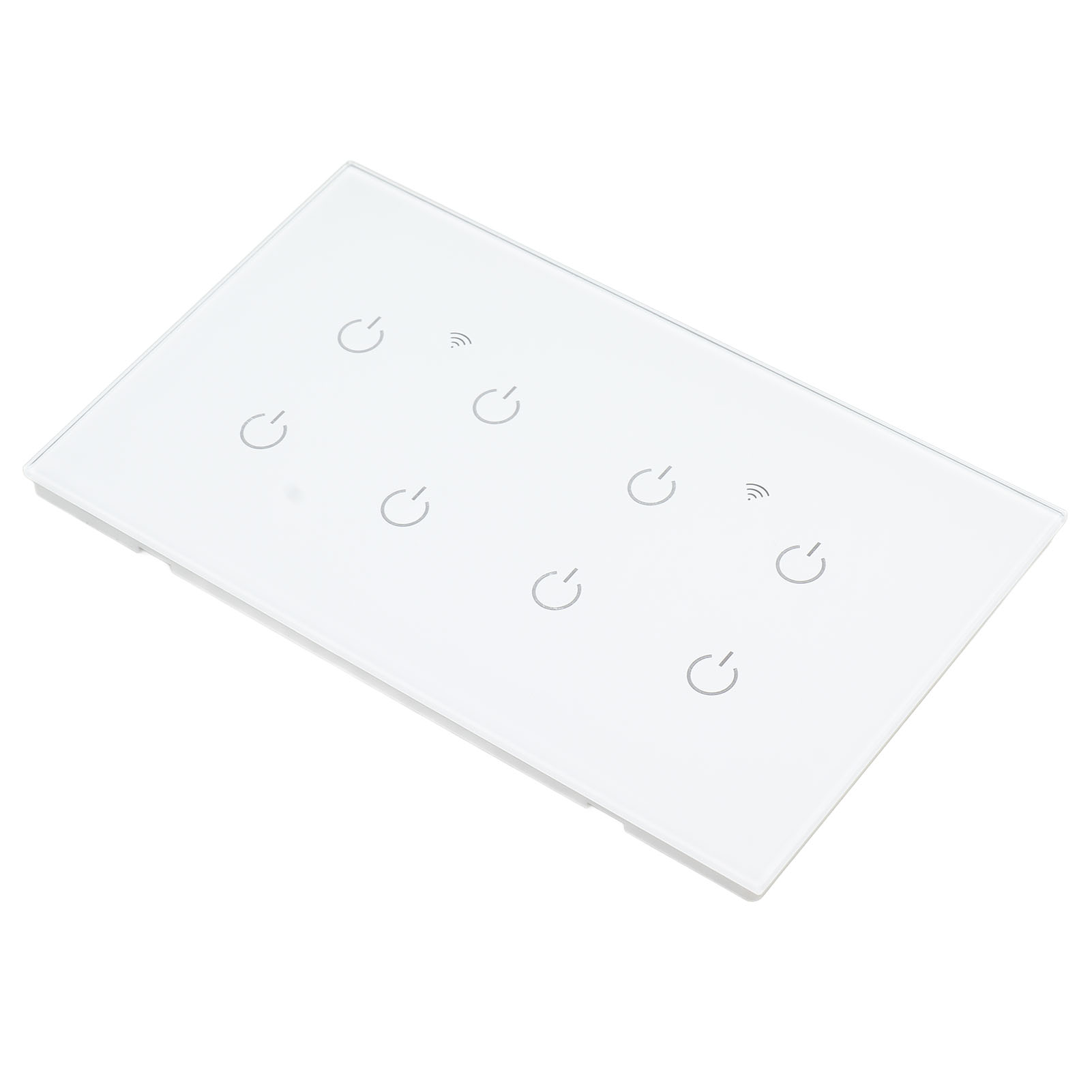 Intelligenter Wlan-wandschalter Mit 8 Touch-tasten, Gehärteter Glasplatte, Ip44 Wasserdicht, Eu-standard, 110-240 V, Sprachsteuerung Und App.