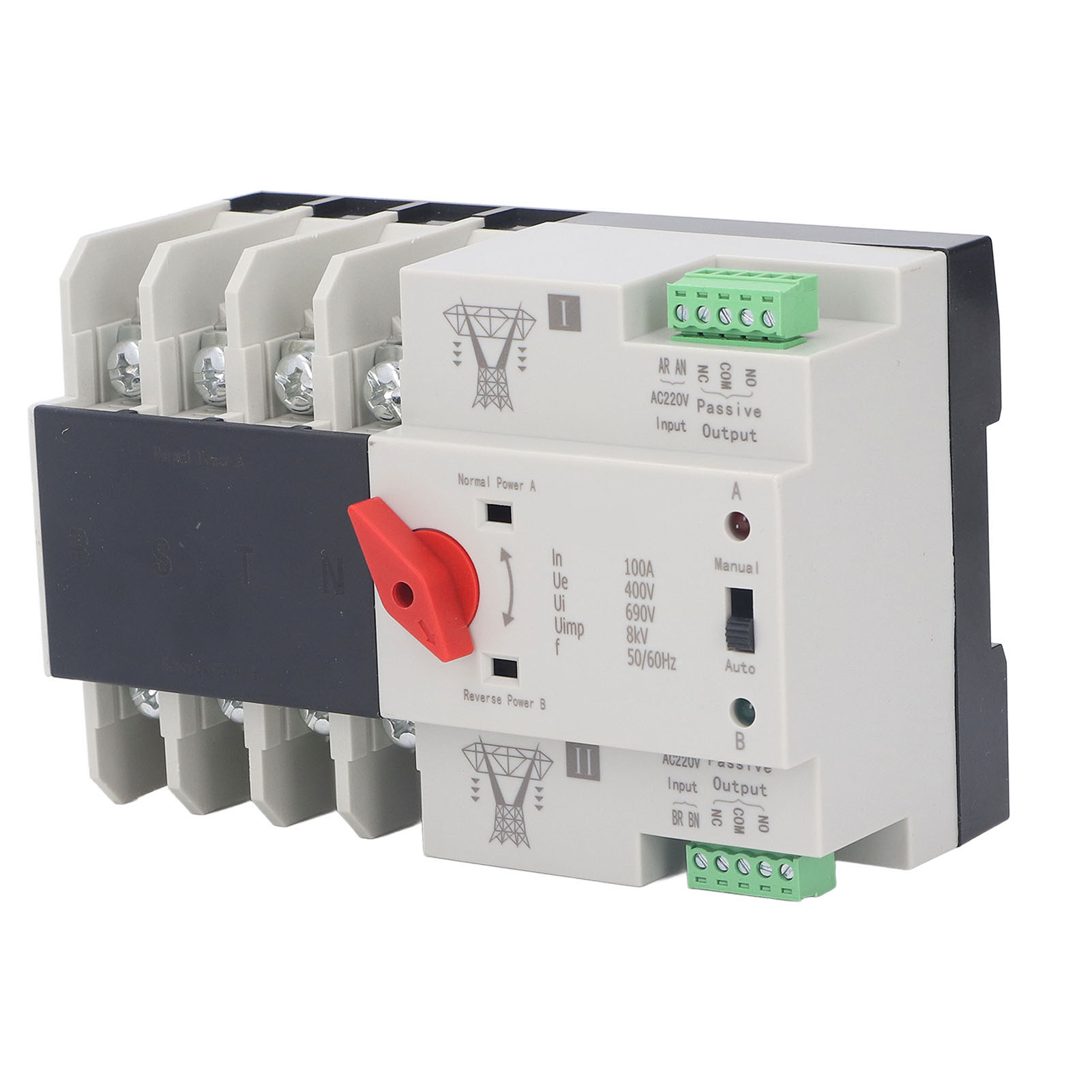 Automatischer Umschalter 4p 100a 400v Ac, Zweiphasiger Schnellschalter Für Haus Und Fabrik, Industrieller Not-aus-schalter.