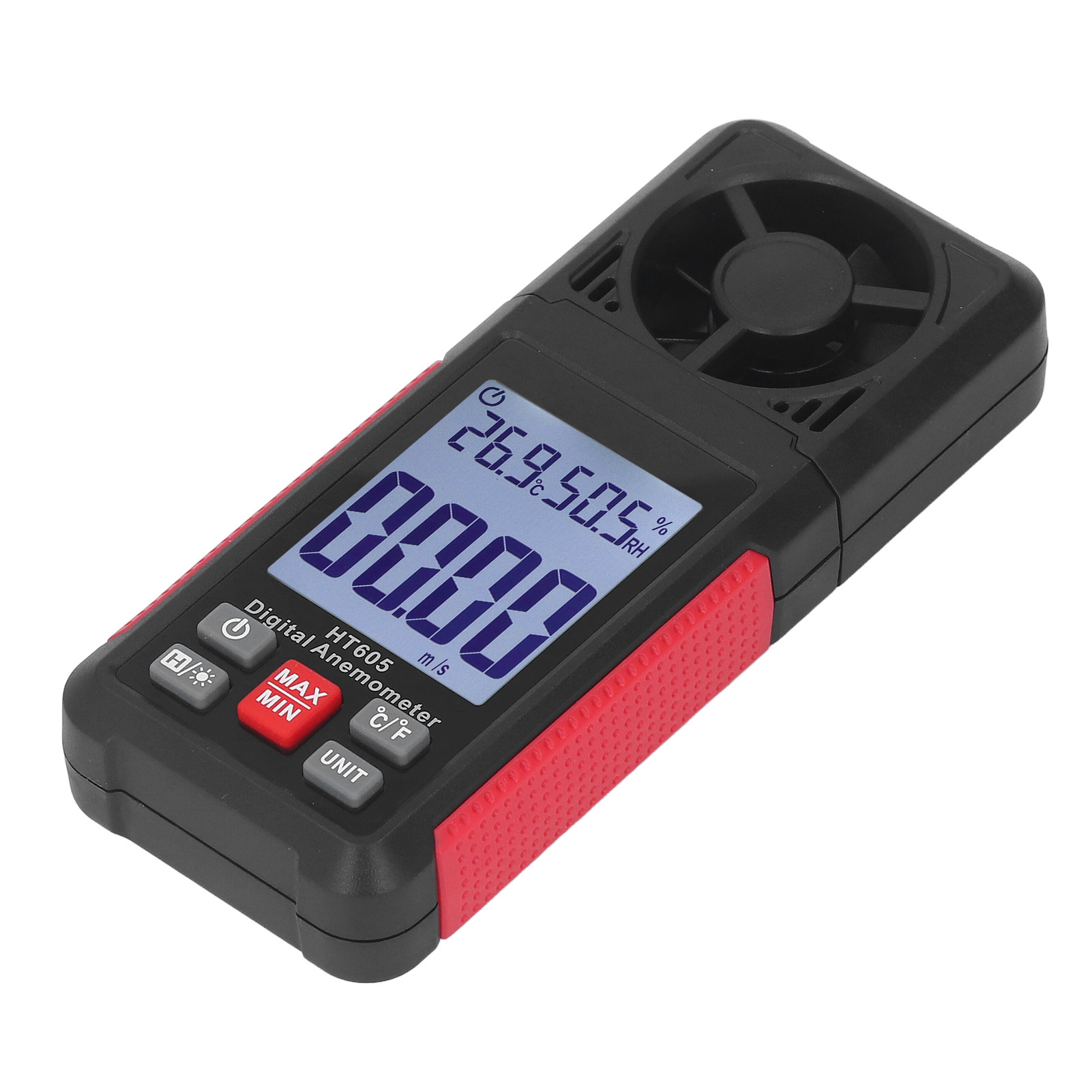 Digitales 5-blatt-anemometer, Geringer Widerstand, Schnelle Und Genaue Luftstrommessung, Windgeschwindigkeitsmesser Mit Hintergrundbeleuchtung.