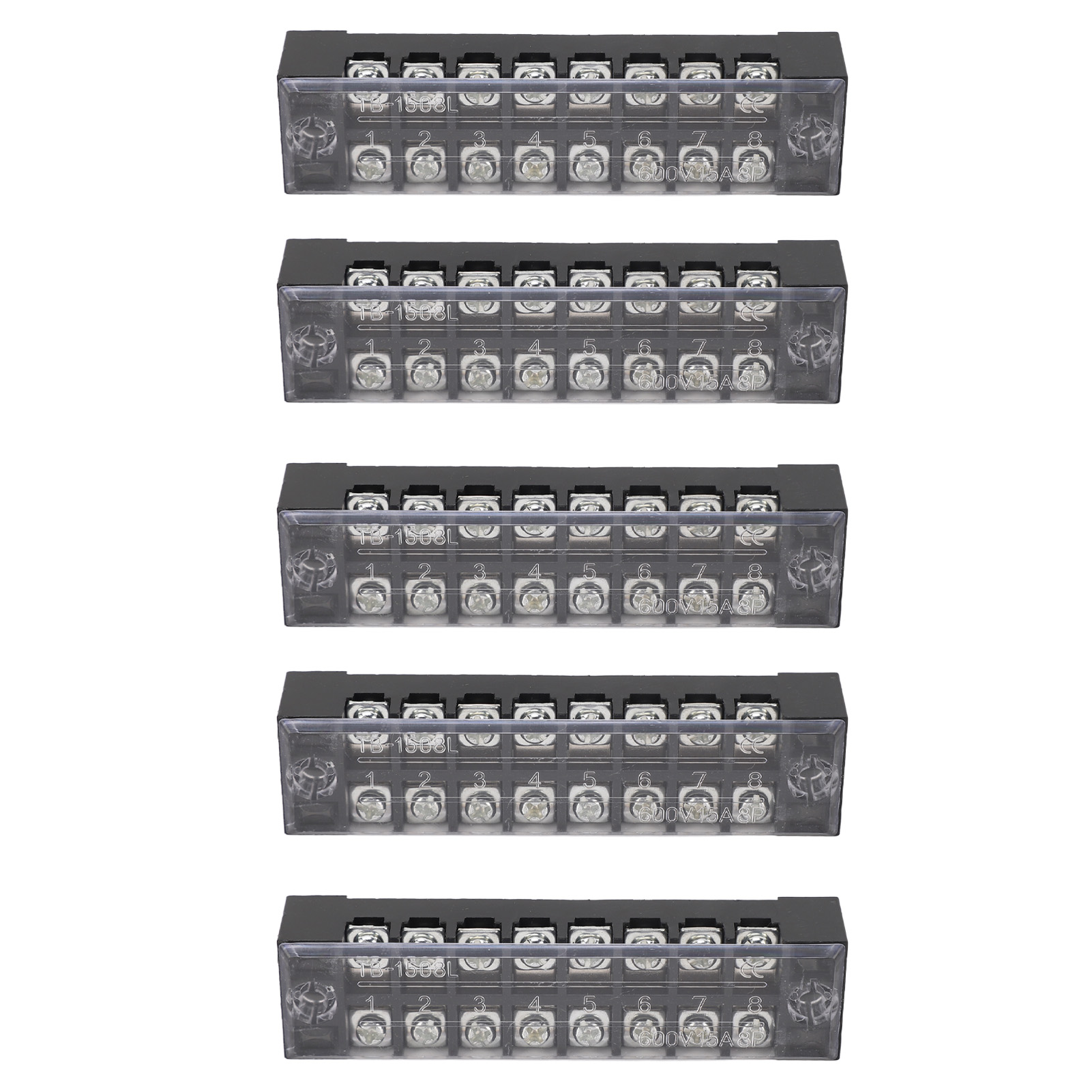Satz Mit 5 Achtpoligen Klemmenblöcken, Flammhemmendes Pc, Schrauben, 15a 600v Klemmenblock