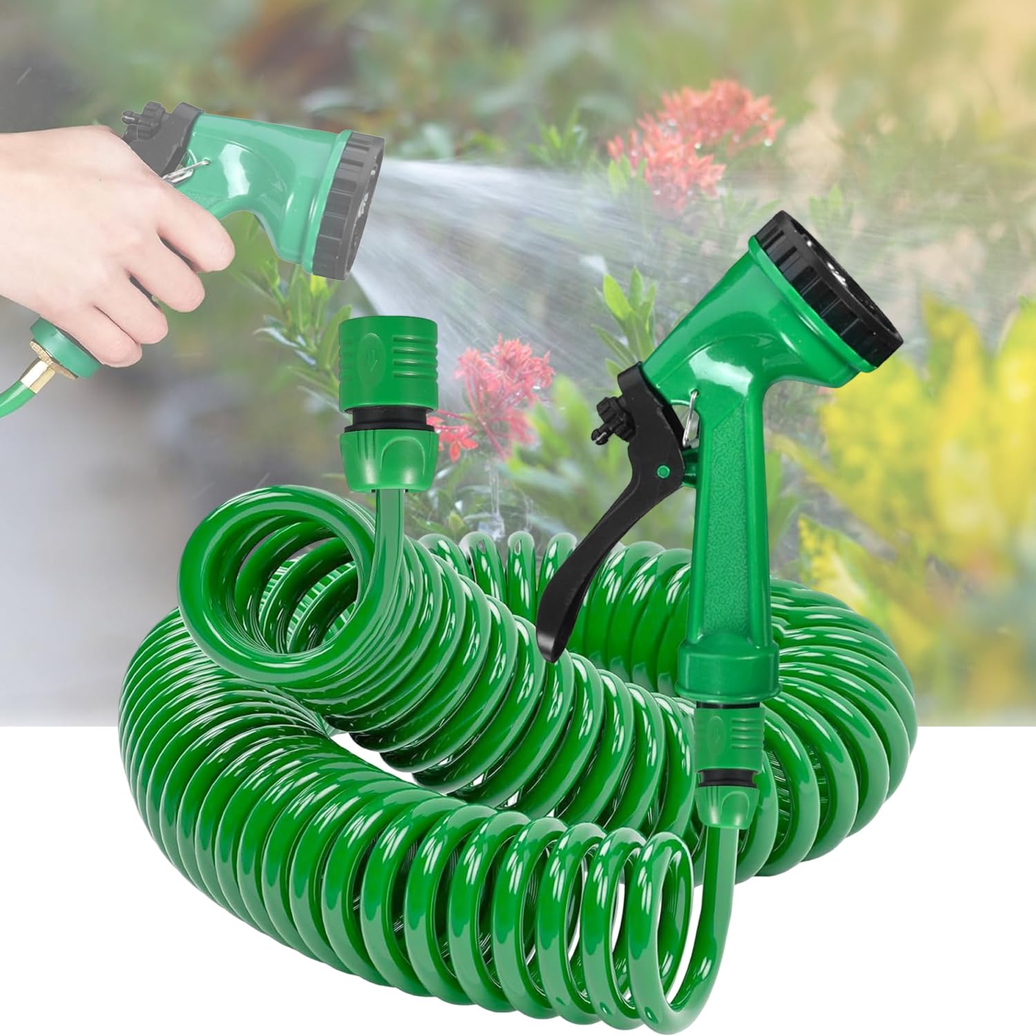 Tuyau Arrosage Spirale 7.5m/10m/20m, Tuyau D'Arrosage Extensible Avec 7 Modes Pistolet Arrosage Pour Jardin