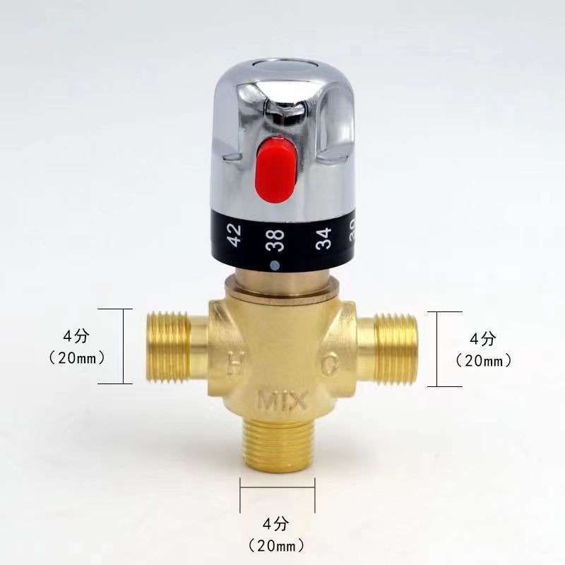 Robinet Thermostatique Tout Cuivre, Mitigeur Eau Chaude Et Eau Froide, 4 Points (dn15) Raccordés En Cuivre