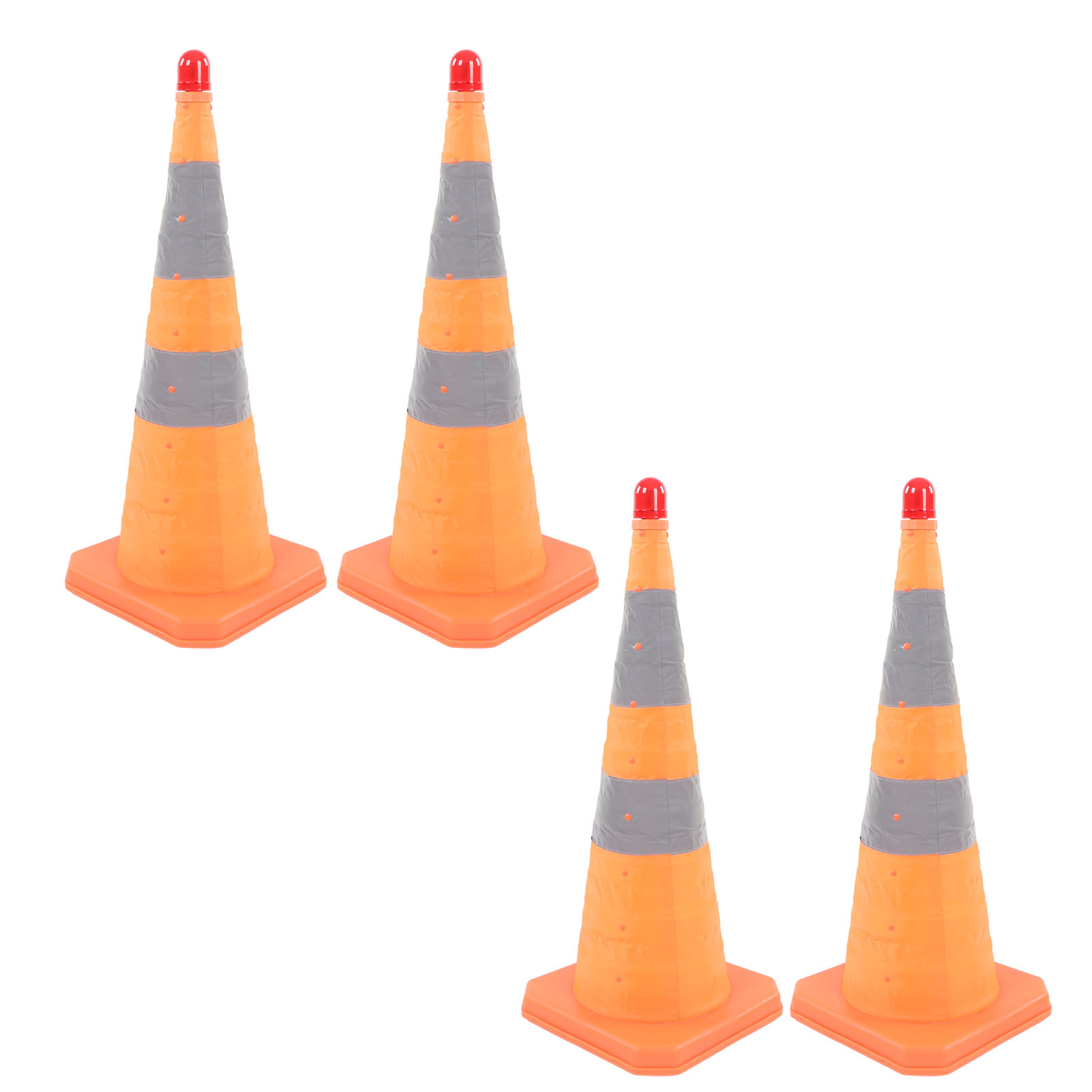 28 Zoll Großer, Zusammenklappbarer Verkehrskegel, 4er-set, Reflektierend Mit Licht, Verkehrssicherheit, Parken, Orange, Einziehbar Und Wiederverwendbar.
