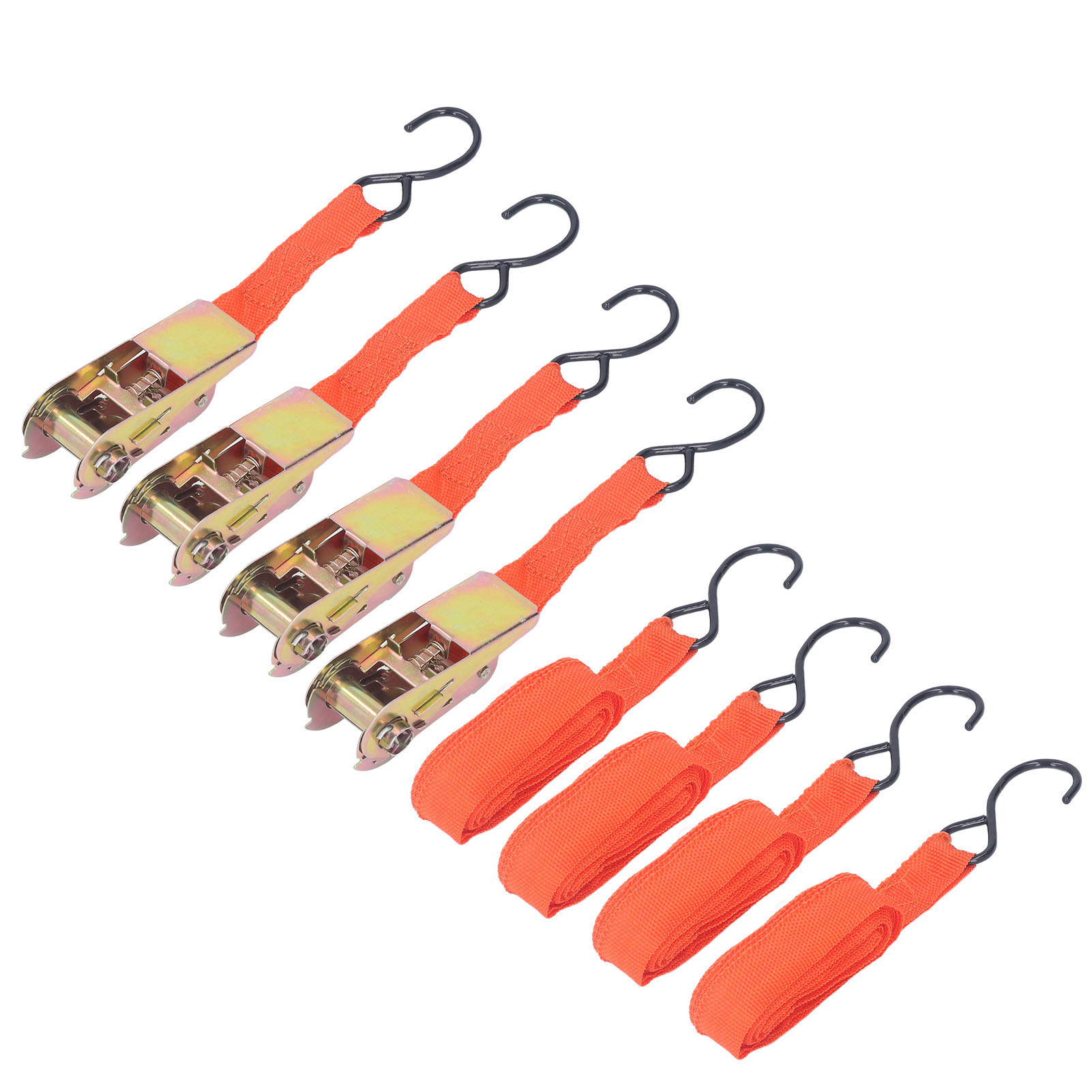 4-teiliges Ratschen-spanngurtset Für Motorräder Und Autos, 38 Cm X 25 Mm, Orange, Mit Schnalle