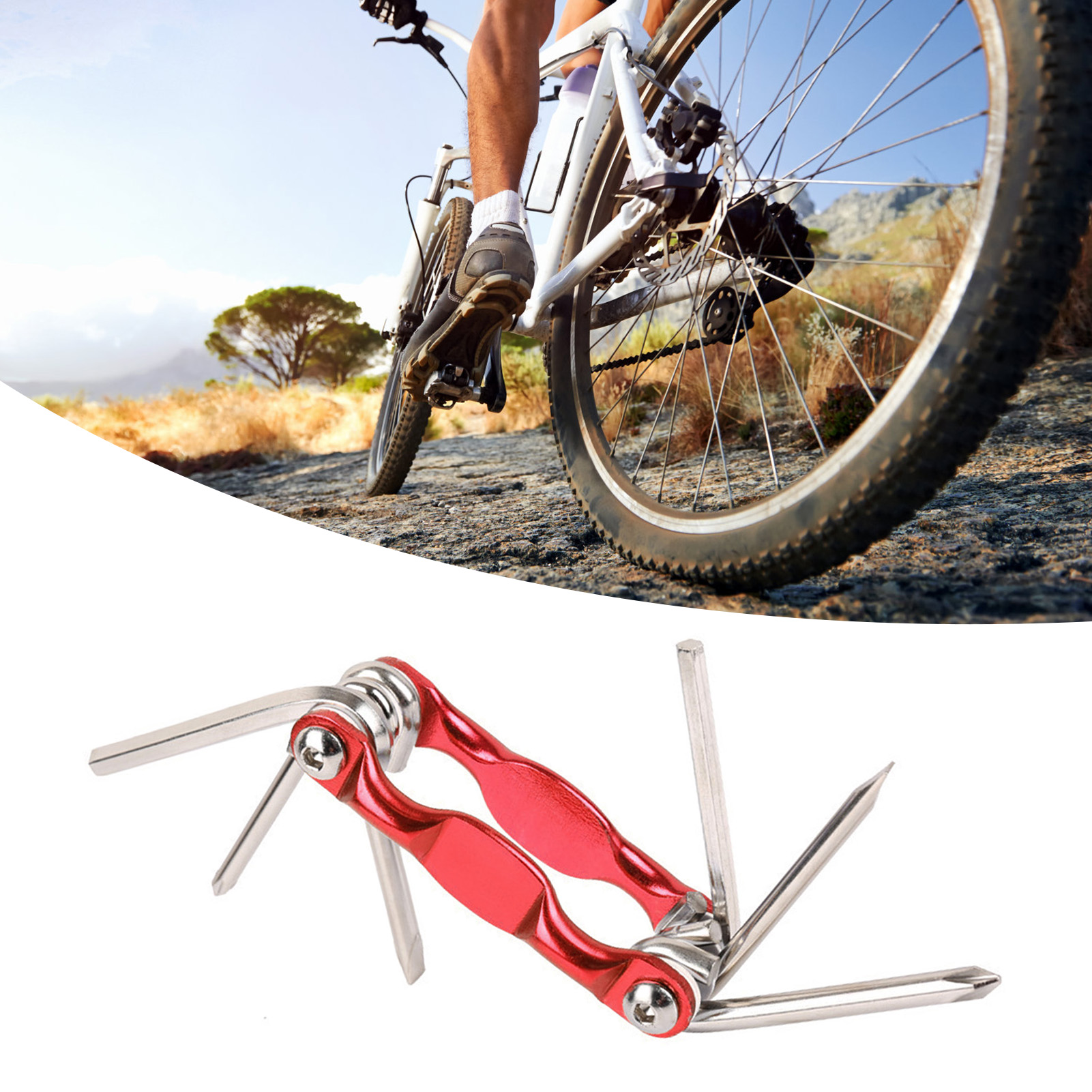 11-in-1 Fahrradreparaturset, Rotes Multitool: Kettennieter, Inbusschlüssel, Kreuz- Und Schlitzschraubendreher, Für Die Wartung Und Instandhaltung Von Mountainbikes Und Rennrädern.