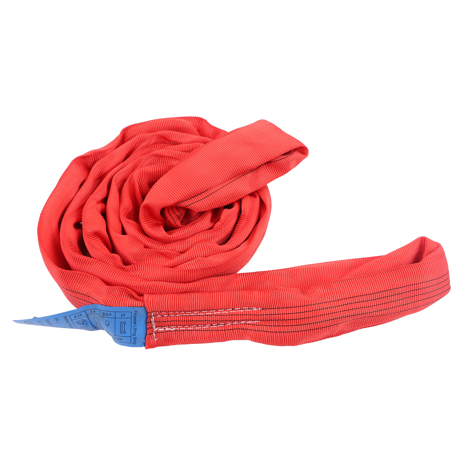 5t 2m Hebeschlinge, Verstärkte Flexible Doppelaugenschlinge, Rotes Polyester-kranseil, Schwerlast-hebering