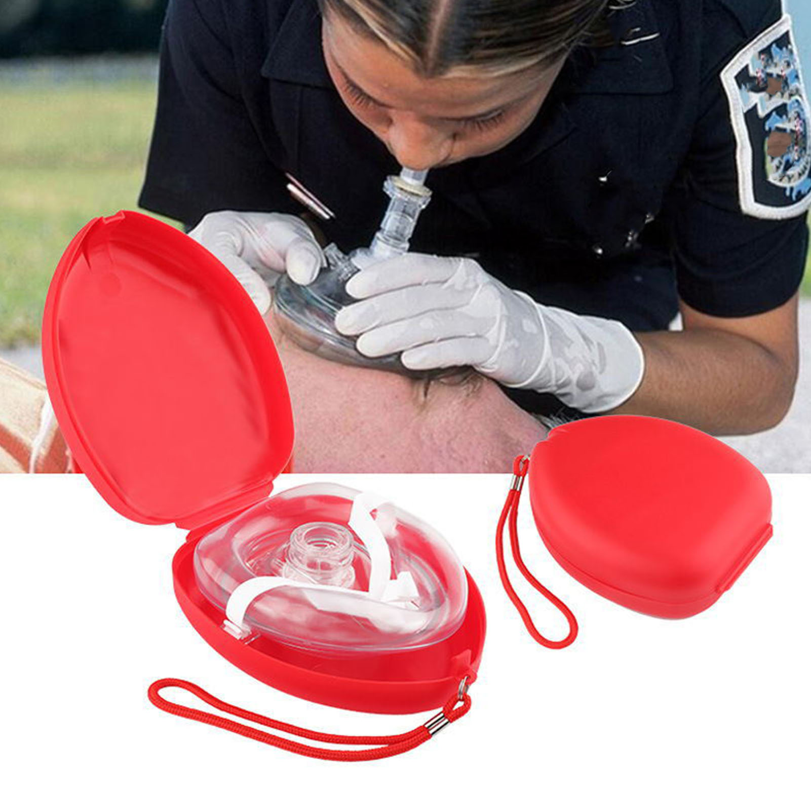 Cpr-schutzmaske Mit Einwegventil, Mund-zu-mund-beatmung Für Erste-hilfe-schulungen, Rot