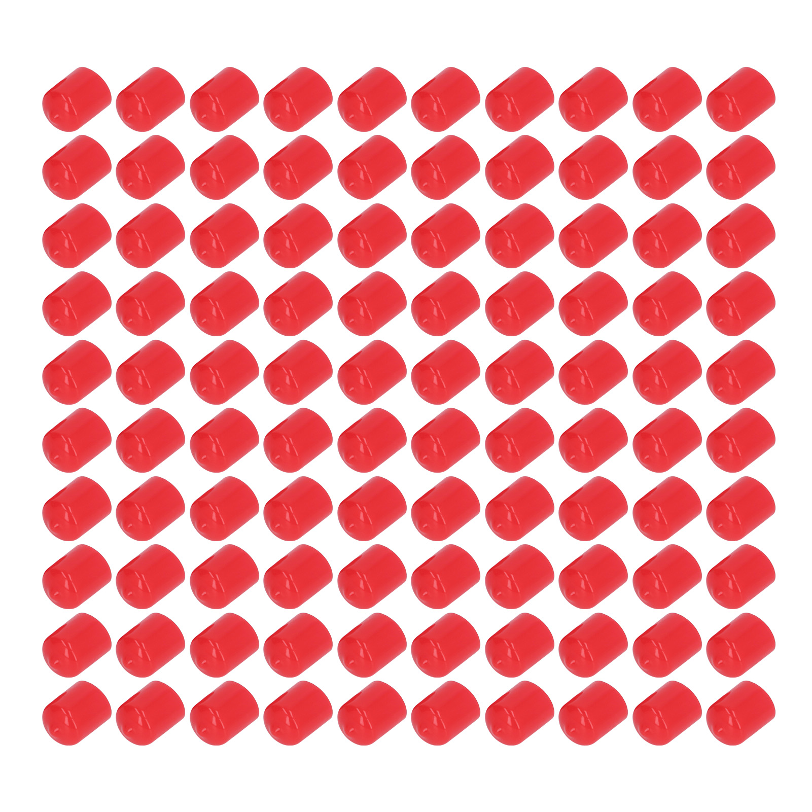 100 Runde, Flexible, Flammhemmende Pvc-kappen, Rot, 15 Mm, Gewindeschutzkappen Zum Aufschrauben