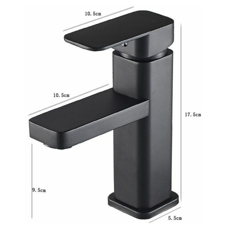 Robinet De Salle De Bain Cascade Noir À Poignée Unique, Robinet De Lavabo Pour Camping-car