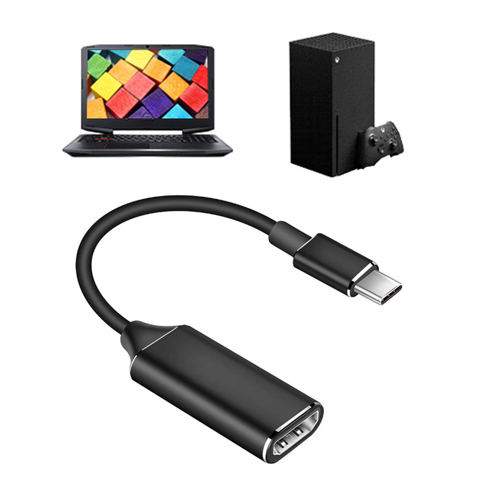 Usb-c-zu-hdmi-4k-adapter, Schwarzes Hd-video-schnittstellenkabel Aus Aluminiumlegierung, Typ-c-anschluss Für Den Fernsehbildschirm, Metallgehäuse, Max. 170 Zeichen.