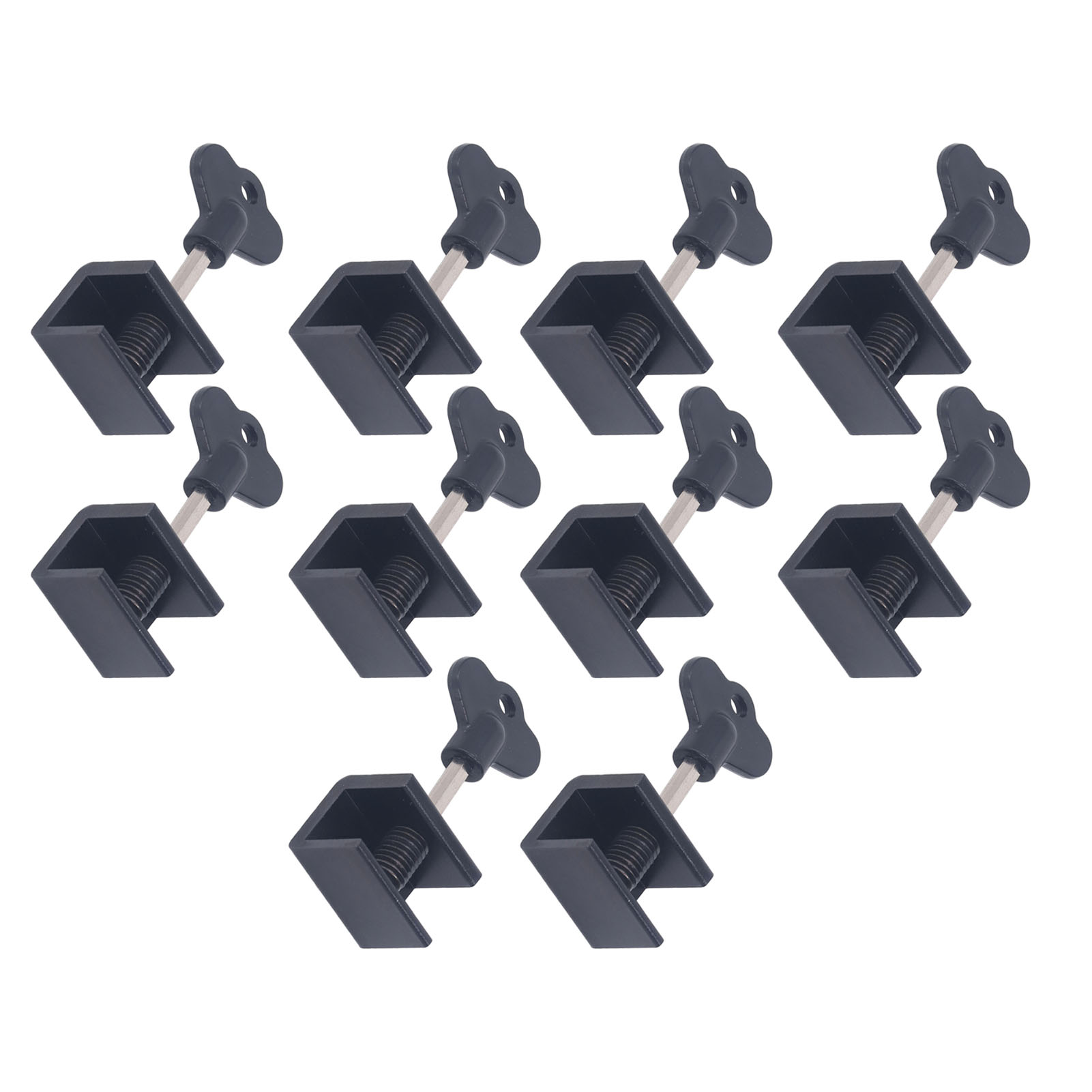 Set Mit 10 Einloch-fensterschlössern Inklusive Inbusschlüssel, Vertikal Und Horizontal Verstellbar, Schwarzes Sicherheitsset