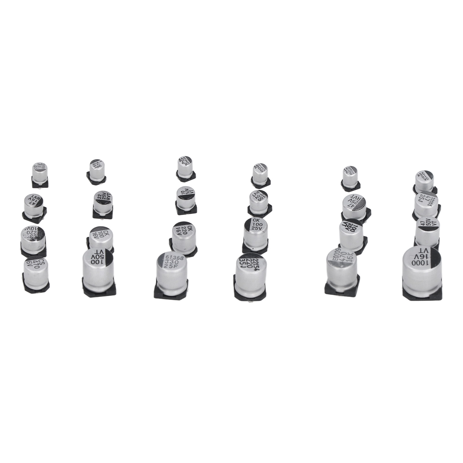 400-teiliges Set Mit 24 Verschiedenen Werten Schwarzer Smd-elektrolytkondensatoren Aus Aluminium, Sortiment Von 1 Μf Bis 1000 Μf
