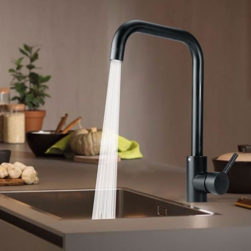 Tempsa Moderne Schwarze 360° Drehbare Küchenspülen-mischbatterie, Schwanenhalsmischer Für Waschbecken, Matte Oberfläche, Für Den Hausgebrauch.