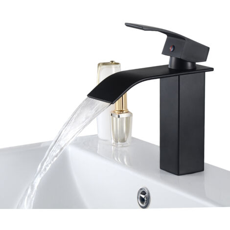 Cecipa Schwarze Messing-wasserfallarmatur Für Waschbecken, Modernes Design, Elegante Sanitärarmatur