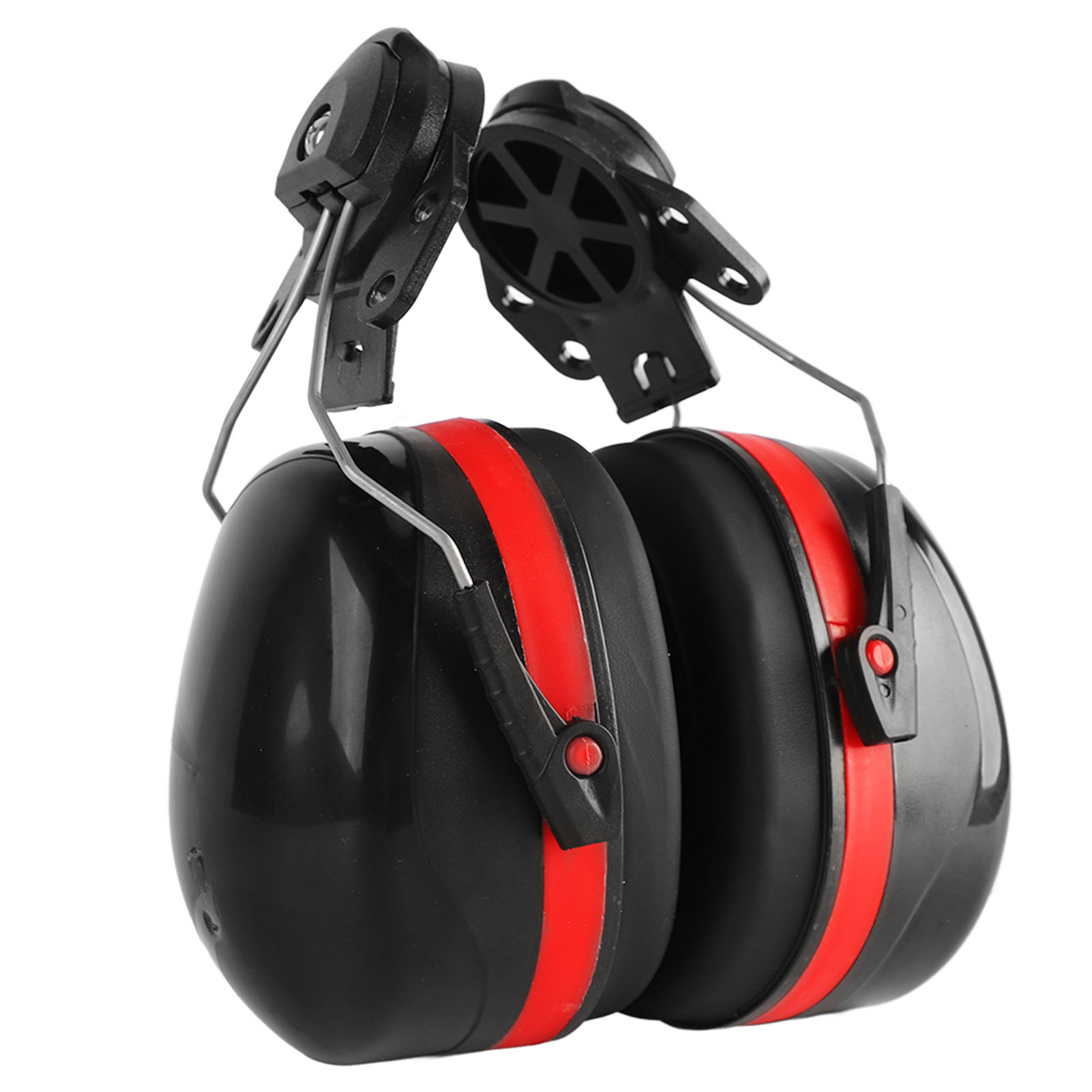 Set Mit 2 Verstellbaren, Teleskopierbaren Gehörschützern Für Bauhelme, Gehörschutz, Rot Und Schwarz