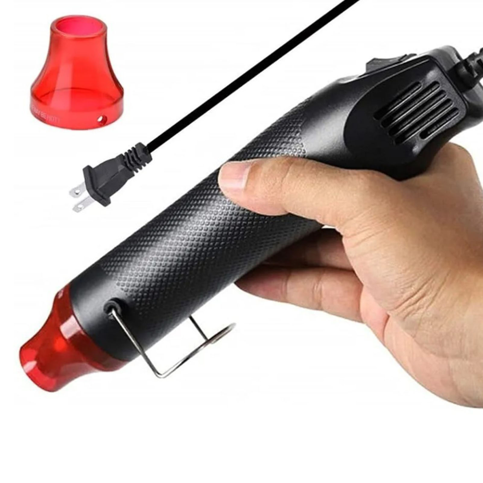Mini-heißluftpistole 300w 110v Schwarz Mit Abs-gehäuse Und Edelstahl-innenleben, Zum Schrumpfen Von Folien Und Zum Thermischen Löten.