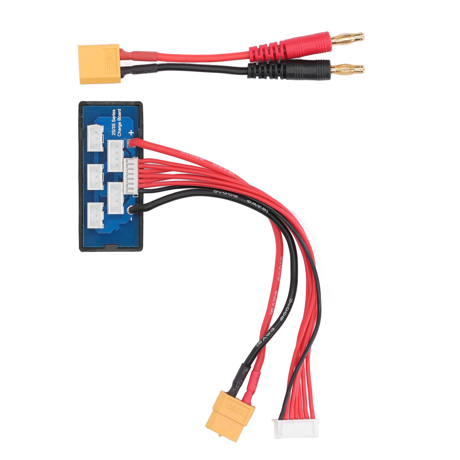 2s 3s Akku-balancer-ladegerät Mit Xt60 Bananenstecker-parallelplatine, Präzisions-ladegerät-verlängerungsadapter, 2er-pack, Schwarz Und Rot, Für Rc-modellbau.