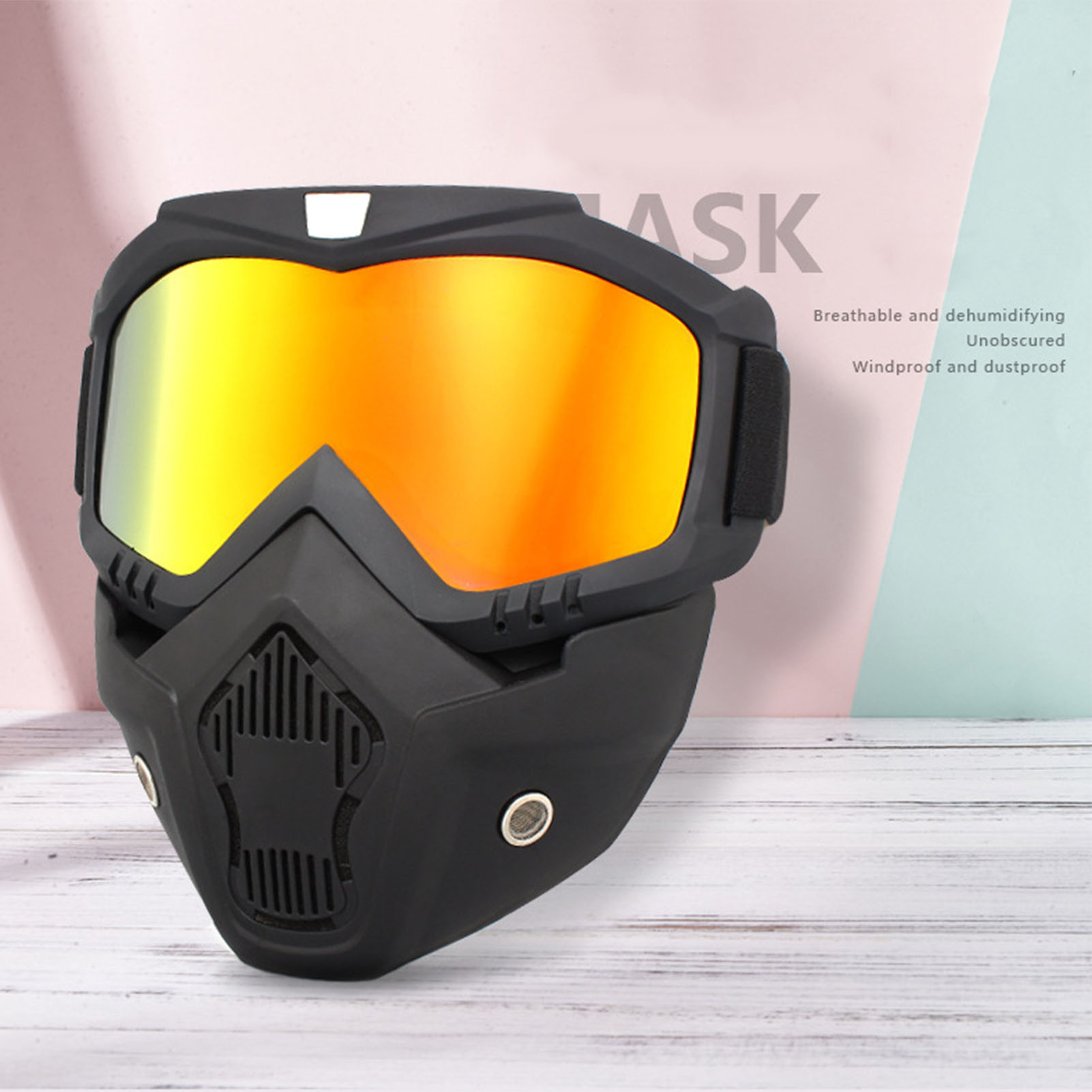 Offroad-motorradbrille Mit Windschutz, Abnehmbarem Visier, Schwarzem Rahmen Mit Roter Tönung, Outdoor-fahrausrüstung