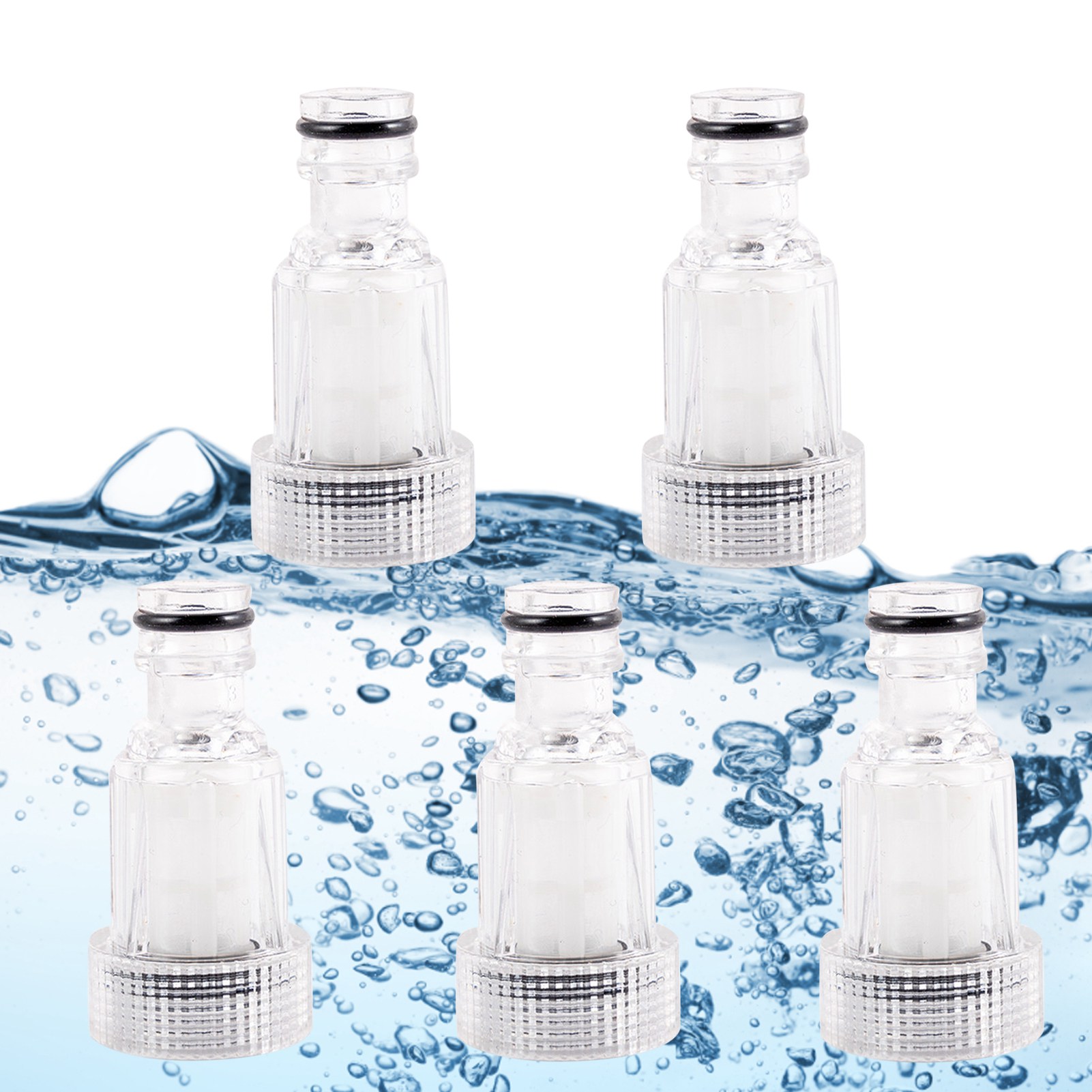 5-teiliger Wasserhahnadapter, Transparenter Kunststoff, Universeller Wasseranschluss Für Gartenschläuche, Praktisch Und Vielseitig