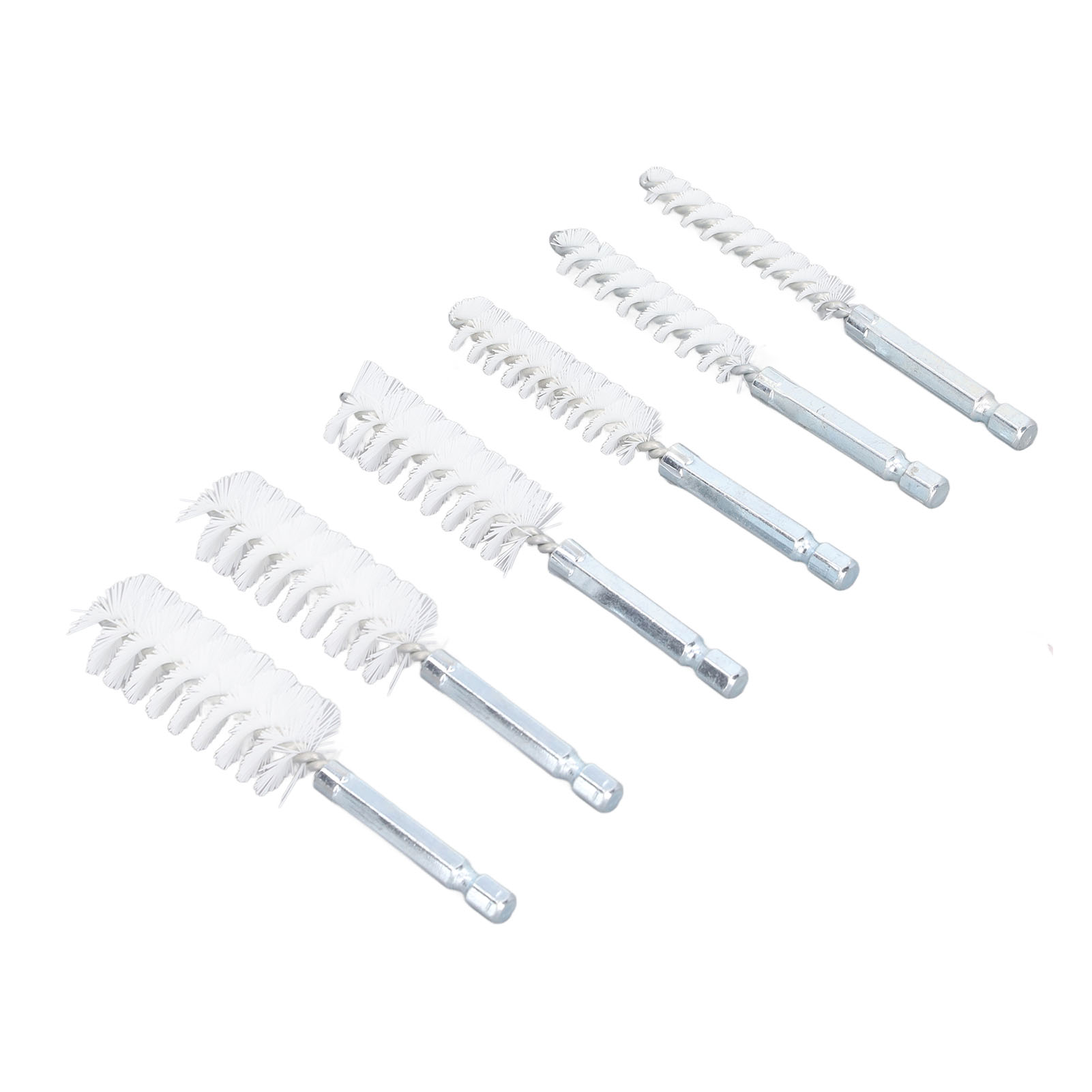 6 X 4-zoll-reinigungsbürsten Aus Gedrehtem Draht, Edelstahl, 1/4"-sechskantschaft, Für Bohrmaschine/schrauber, Weißes Nylon, 6er-pack