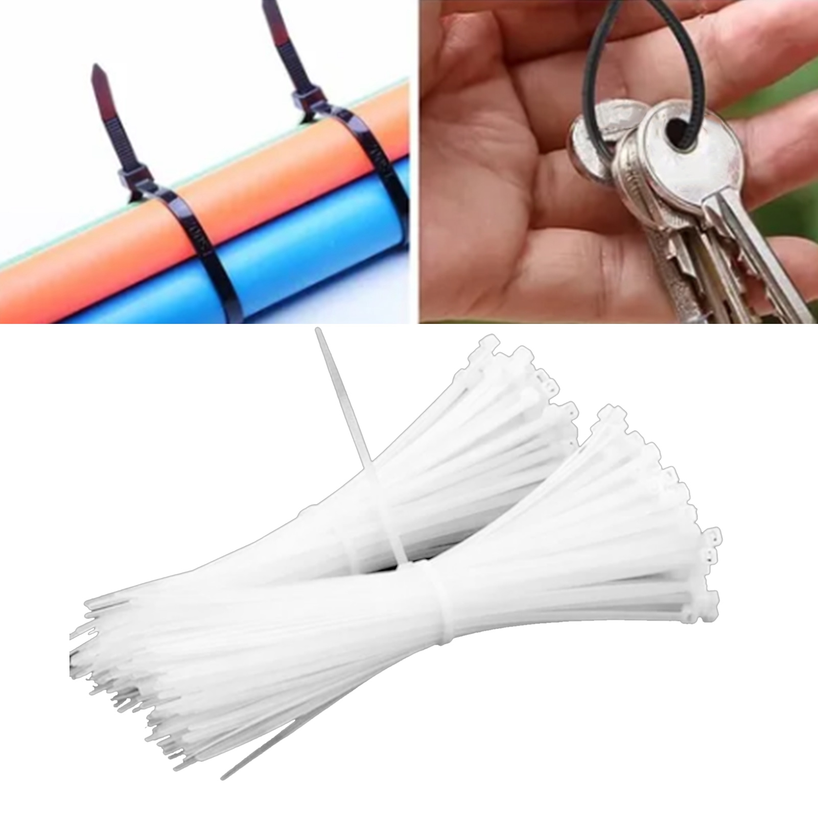 1000 Selbstsichernde Kabelbinder Aus Pa66-nylon, Verstärkte Haltekraft, Robuste Kabelbinder, Weiß