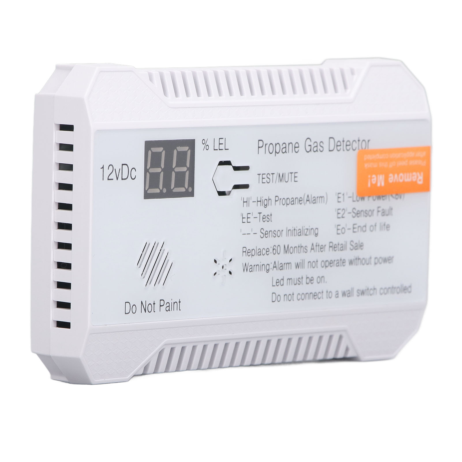 Propangasdetektor 85db Echtzeitanzeige, Schnelle Reaktionszeit, Erdgasalarm Für Wohnmobil, Transporter, Lkw, 12v Dc, Weiß