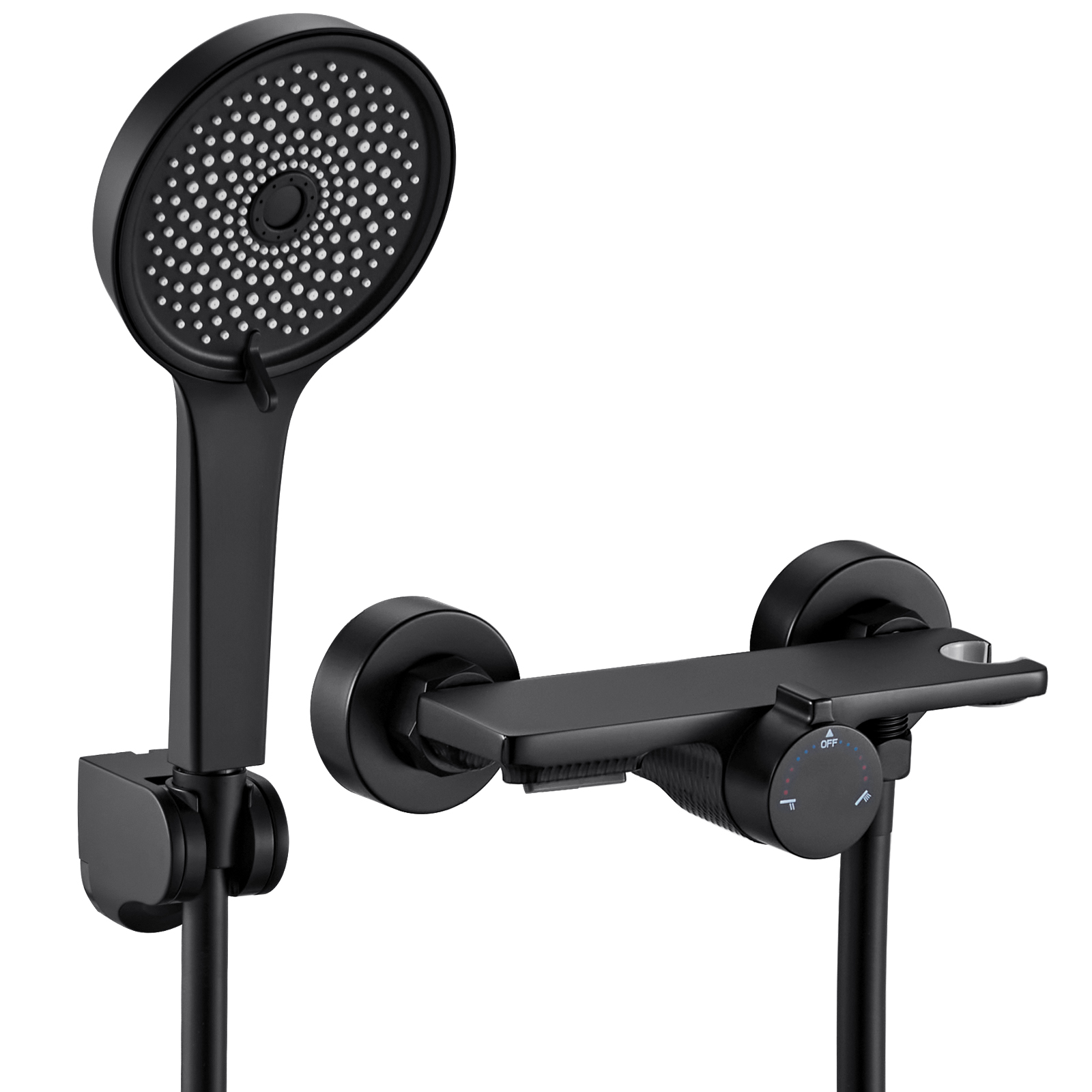 Auralum Max Brausegarnitur Wasserfall Badewannenarmatur Duschset Mit 5 Funktionen Handbrause, Bad Armatur Duschsystem Duschset Für Badewanne Und Badezimmer,schwarz