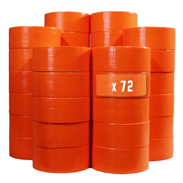 Lot von 72 Orangefarbenes Gewebe-Klebebandern 50 mm x 33 m Tecplast zum Befestigen von Planen, Drähten und Kabeln