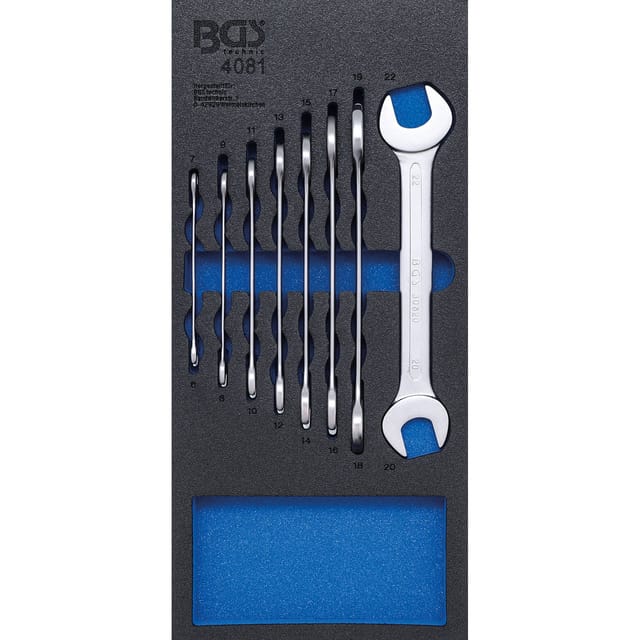 BGS Werkstattwageneinlage 1/3: Doppel-Maulschlüssel-Satz SW 6 - 22 mm 8tlg. - 4081