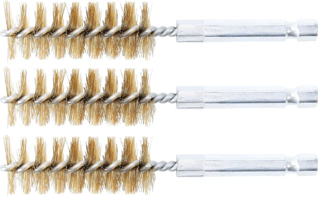 Messingbürste 18 mm Antrieb Außensechskant 6,3 mm (1/4') 3-tlg.