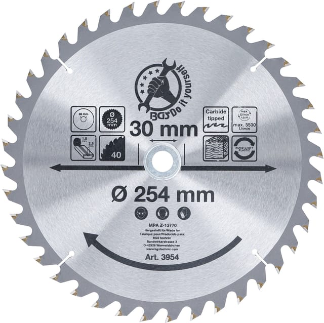 Bgs Technic - Hartmetall-Kreissägeblatt ø 254 x 30 x 3,2 mm 40 Zähne