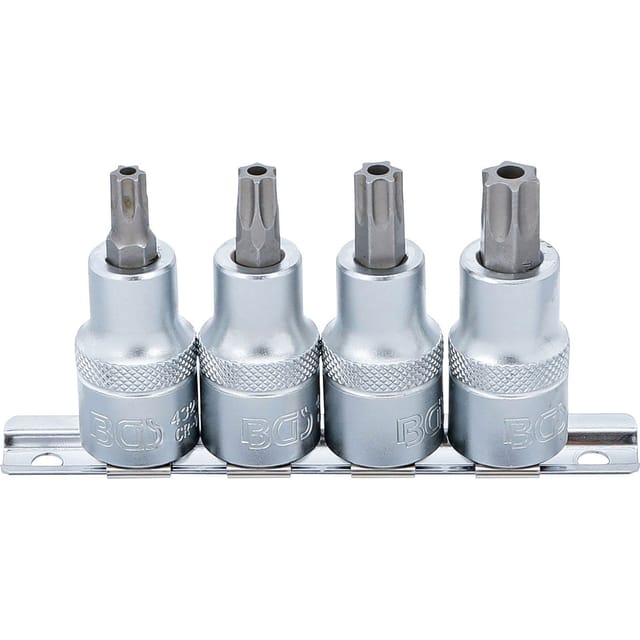 Bgs Technic - Bit-Einsatz-Satz Antrieb Innenvierkant 12,5 mm (1/2') T-Profil (für Torx) mit Bohrung T40 - T55 4-tlg.
