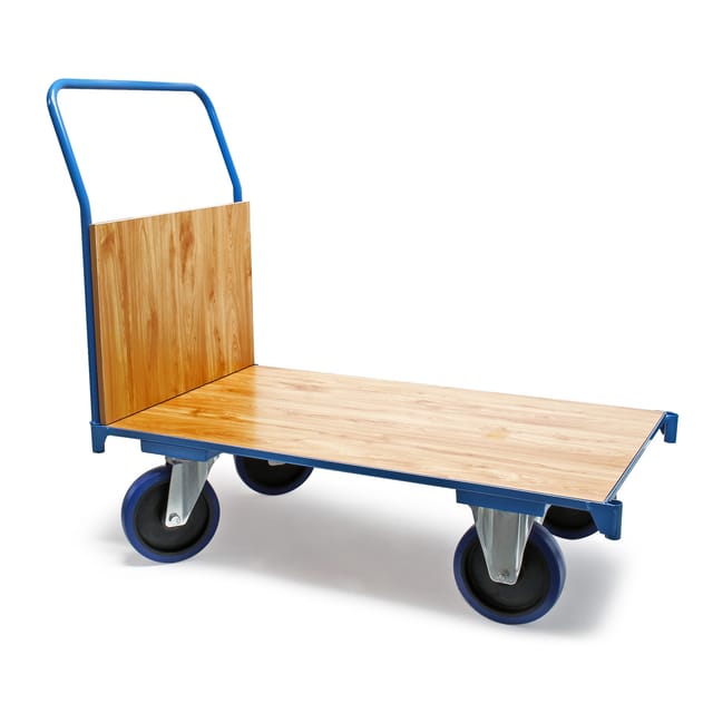 Wiltec - Plattformwagen bis 600 kg 100x60 mm, Transportkarre mit Vollgummireifen, Bügelgriff und Bremse, Transportwagen