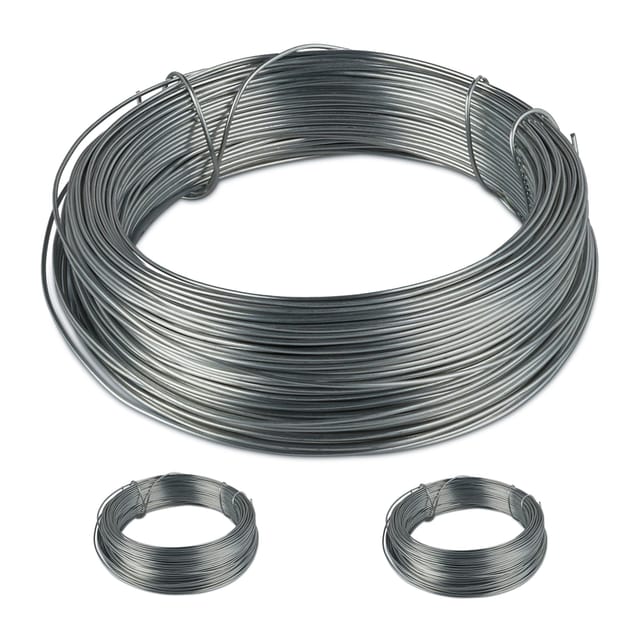 Relaxdays - Bindedraht im 3er Set, rostfrei für Garten, verzinker Stahl, dünner Basteldraht, 50 m lang, d: 1 mm, silber
