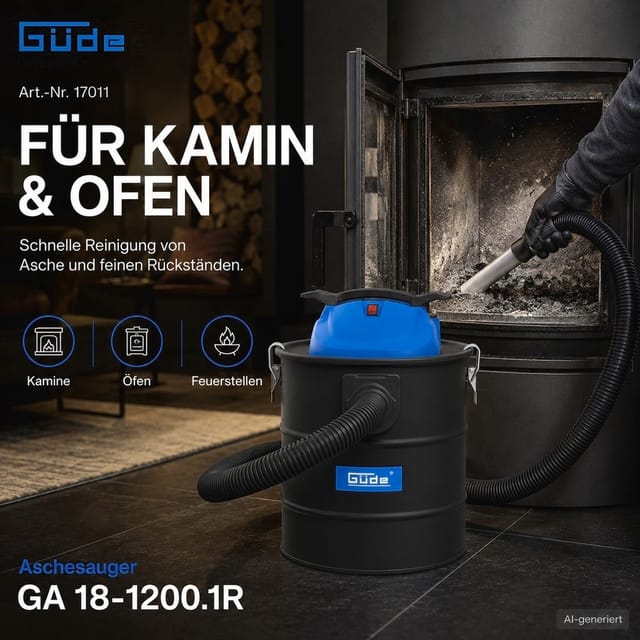 Güde - Aschesauger Kaminsauger Sauger 1200 Watt Filter Selbstreinigung 18 Liter
