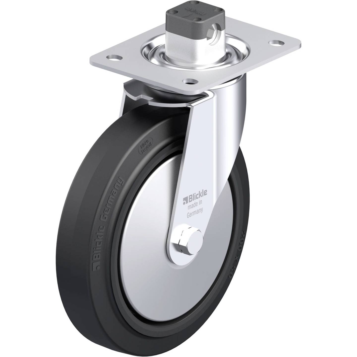 [gebraucht] B-ware Blickle Lenkrolle Schwenkrolle Schwerlastrolle Zentralfeststeller Gummi 200 Mm