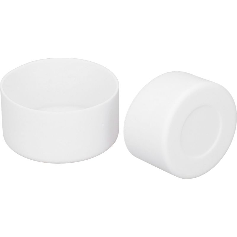 Set Mit 2 Weißen Silikon-schutzhüllen Für Den Boden Von Isolierflaschen.