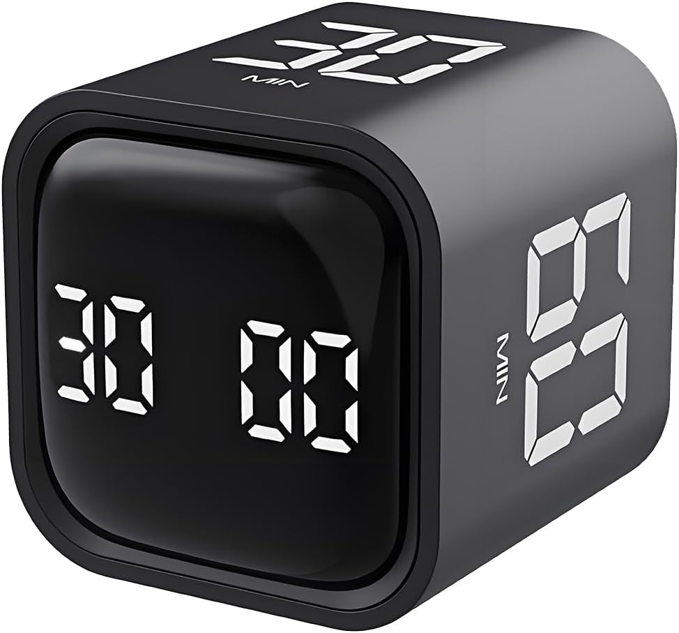 Qumox Cube Pomodoro-timer – Produktivitätstimer Mit 5/10/30/60-minuten-countdown-timern, Einstellbaren Akustischen Und Vibrationsalarmen, Intelligente Stoppuhr Für Büro, Studium, Aufgaben, Adhs
