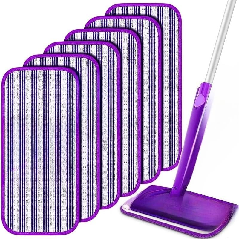 Lot Von 6 Wiederverwendbaren Und Waschbaren Serpillères, Zum Aufladen Von Gebrauchsgütern Zum Nettoyage Du Sol – Violett