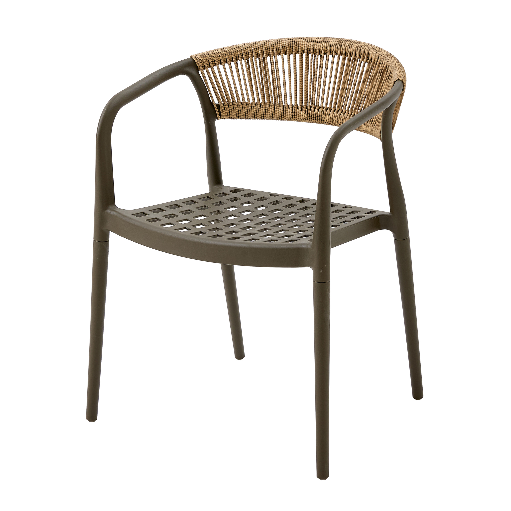 Gartenstuhl Solaro Uv-beständiges Pp & Handgeflochtene Seil-rückenlehne Anthrazit 1 Stuhl