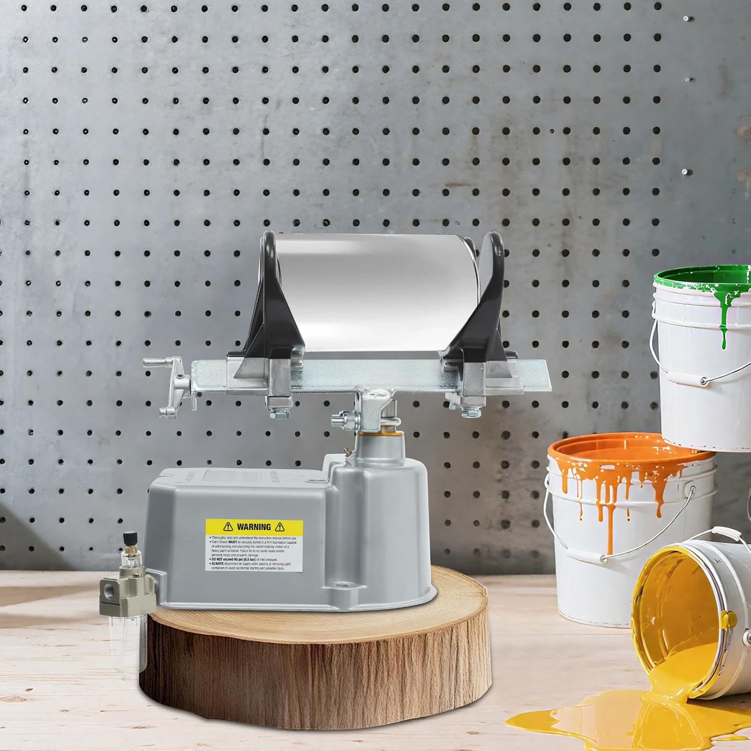 Pneumatic Paint Shaker, Pneumatic Paint Shaker With Adjustable Clamp, Mixed Left And Right Oscillation 700rpm Air Powered Paint Can Shaker For Automotive Paints, Nail Polish, Inks